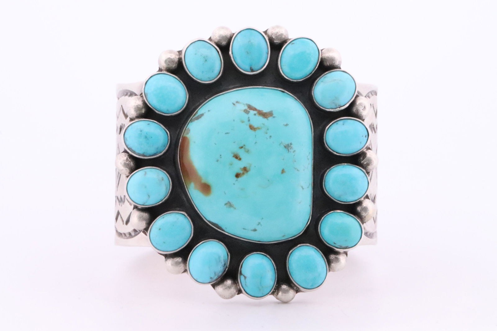 Native America Navajo Sterling Silver Turquoise Bracelet Cuff By Chimney Butte & Juan G. (1 of 5)