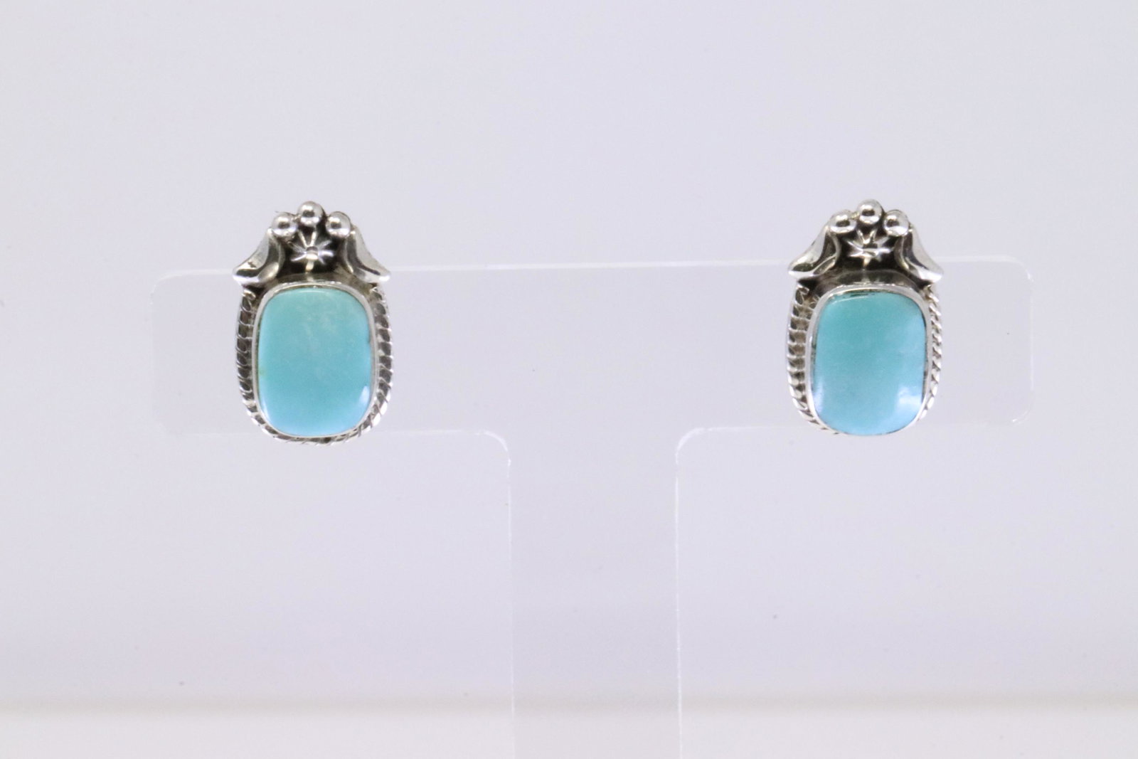 Native America Navajo Sterling Silver Turquoise Post Earring's By Etta Larry.: This is a Native America Navajo Sterling Silver Turquoise Post Earring's By Etta Larry.