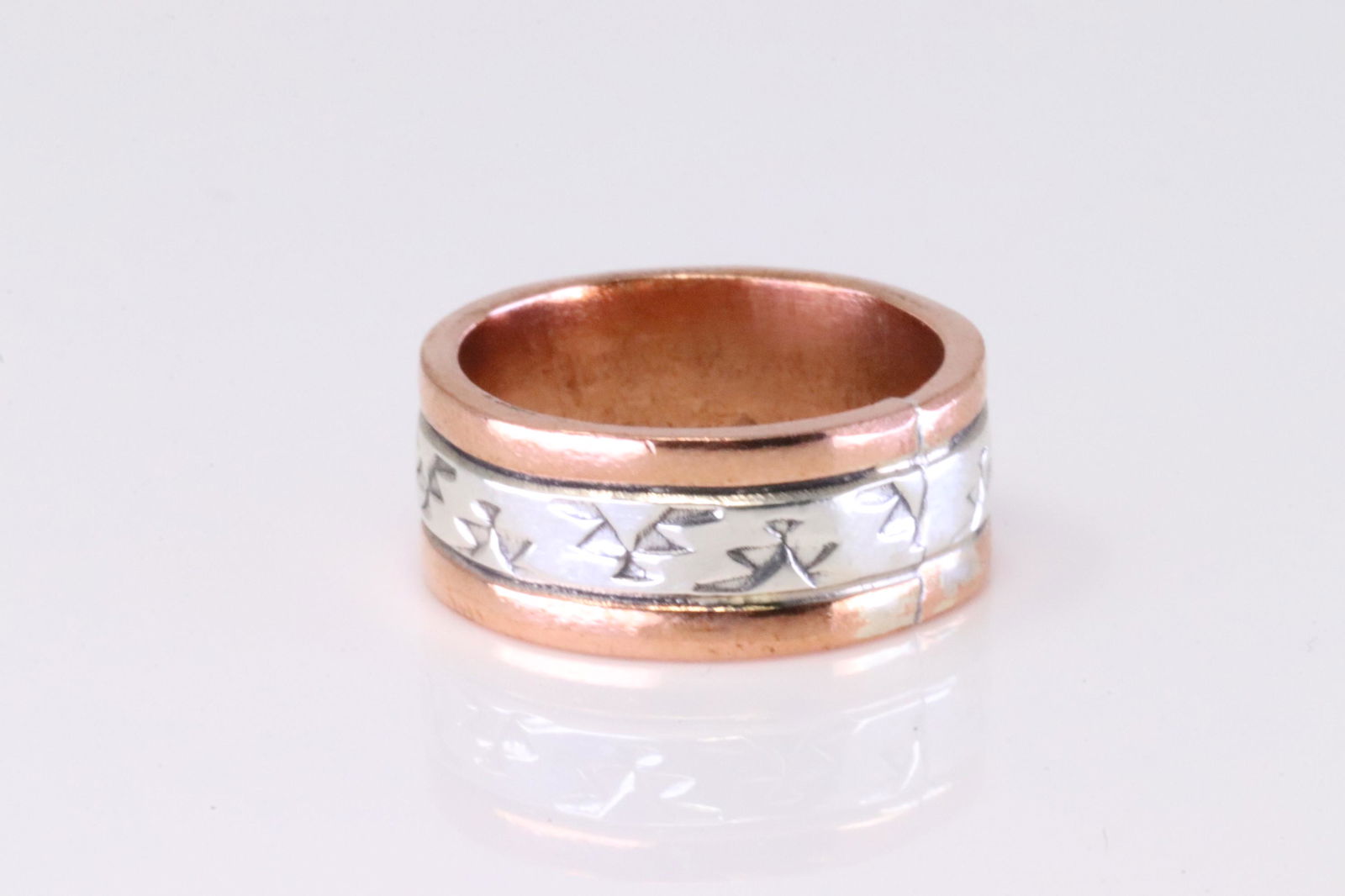Native America Navajo Sterling Silver Copper Ring By Wylie. (1 of 4)