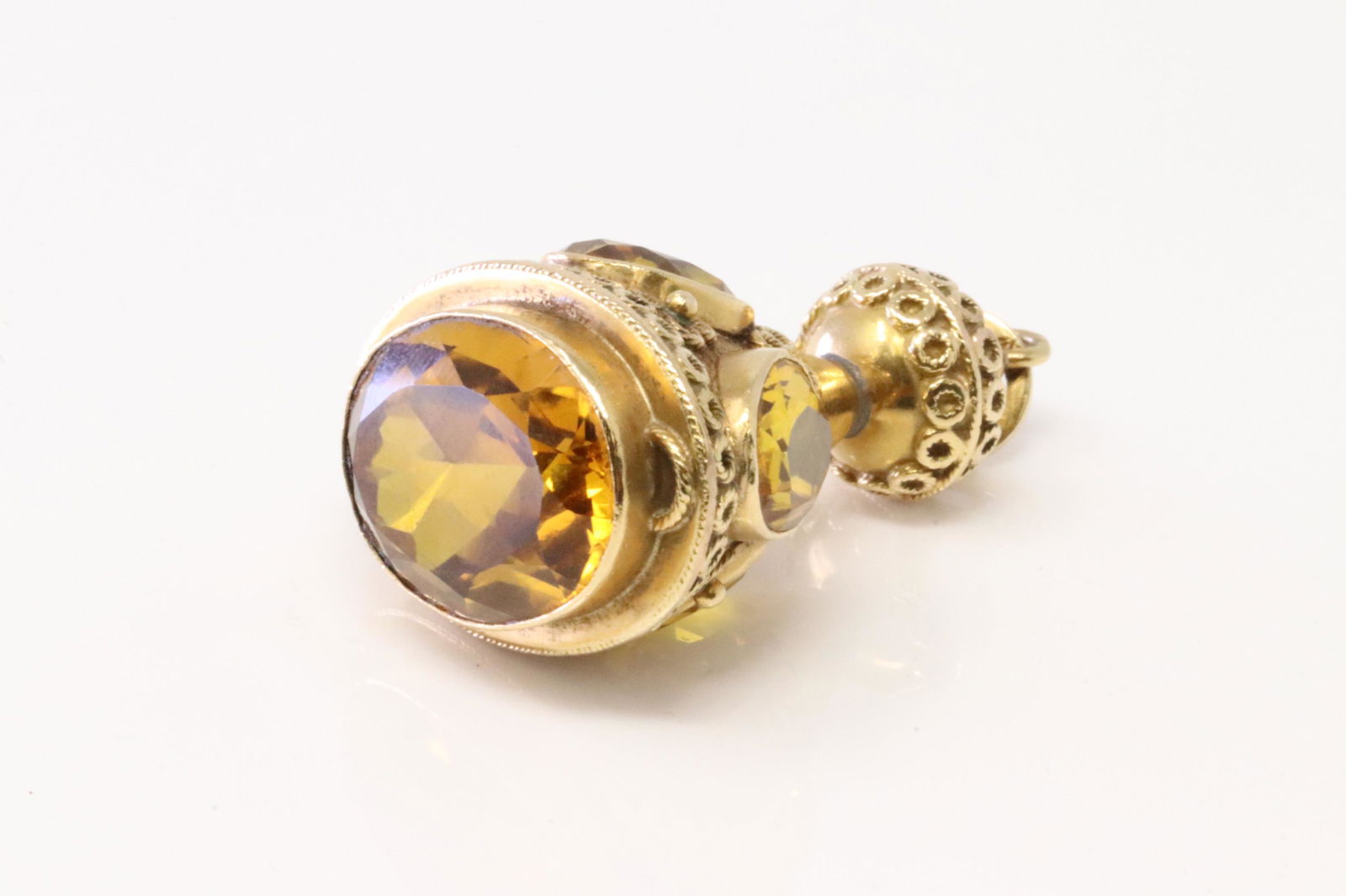 Vintage Etruscan Style Citrine Pendant 18Kt. (1 of 4)