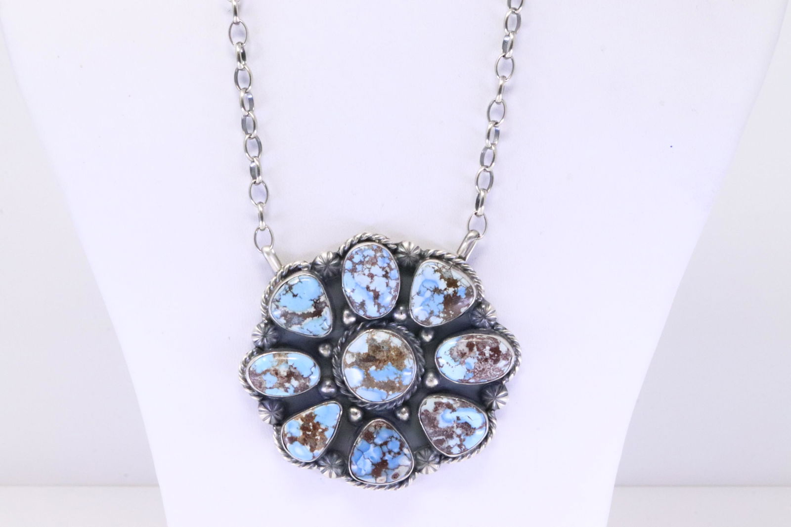 Native America Navajo Sterling Silver Golden Hill Turquoise Necklace By Jeff James Jr. (1 of 4)