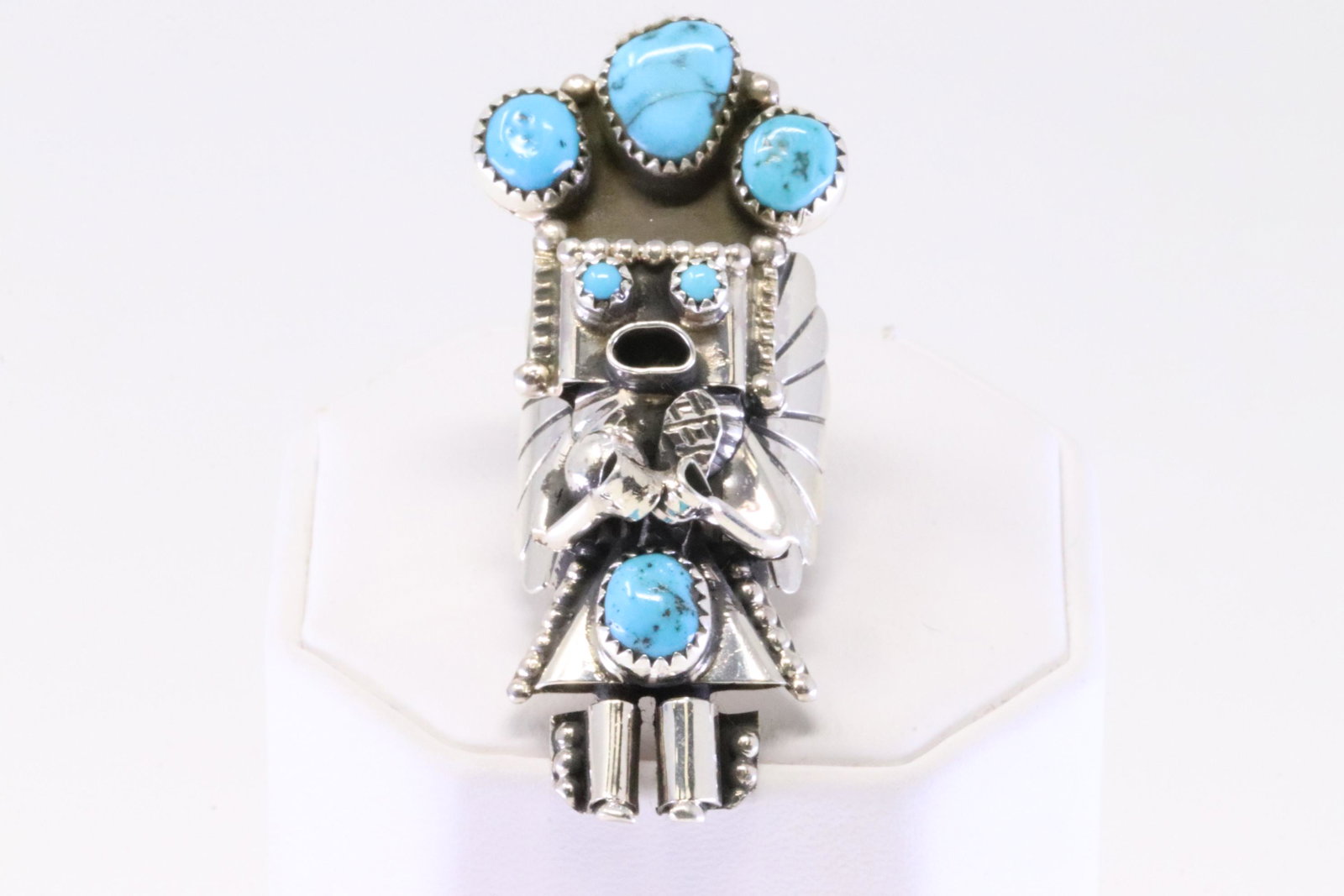 Native American Navajo Sterling Silver Turquoise Kachina Ring By Doris Smallcanyon. (1 of 4)