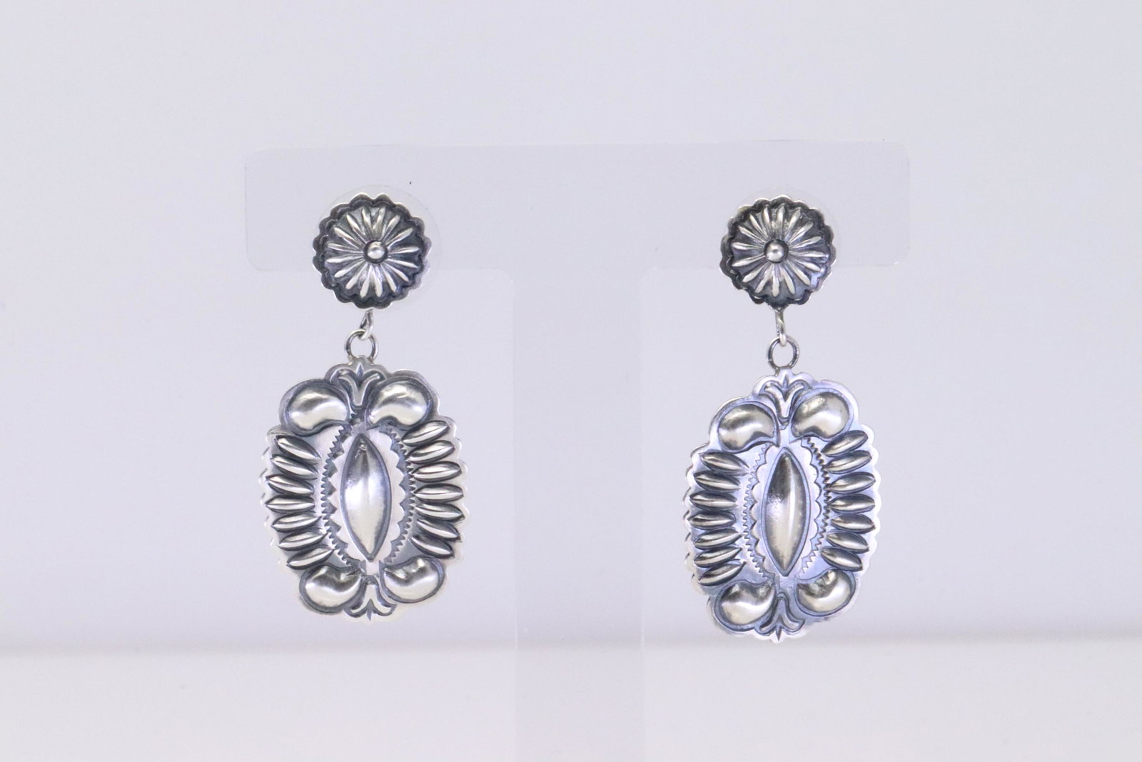 Native America Navajo Sterling Silver Design Post Earring's By Terry Charlie.: This is a Native America Navajo Sterling Silver Design Post Earring's By Terry Charlie.