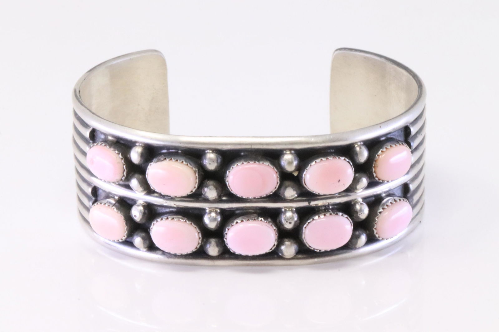 Native America Navajo Sterling Silver Pink Concho Bracelet By Paul Largo. (1 of 4)