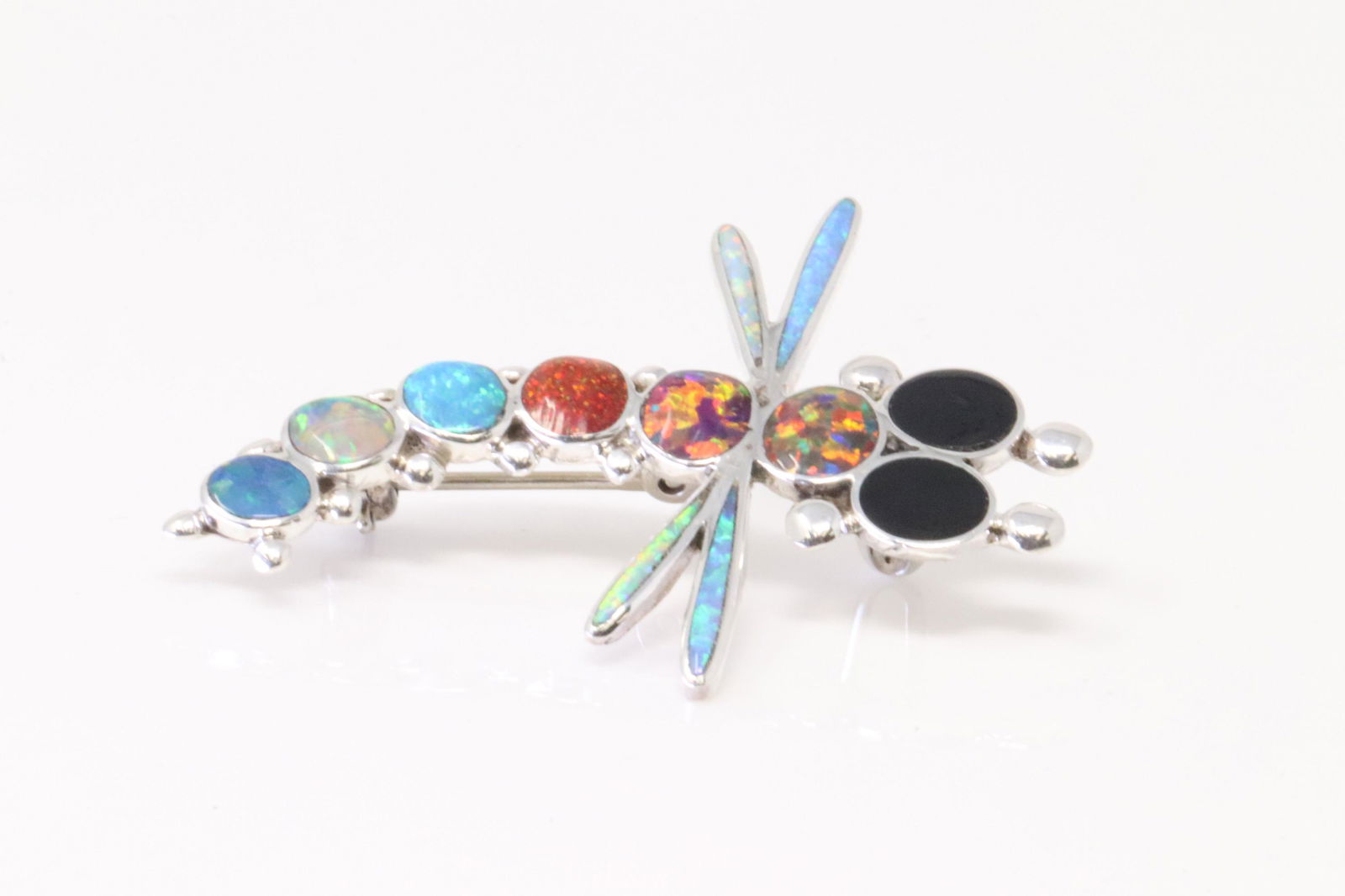 Native America Zuni Sterling Silver Multi-Color Stone Dragonfly Pin / Pendant By J.E. (1 of 3)