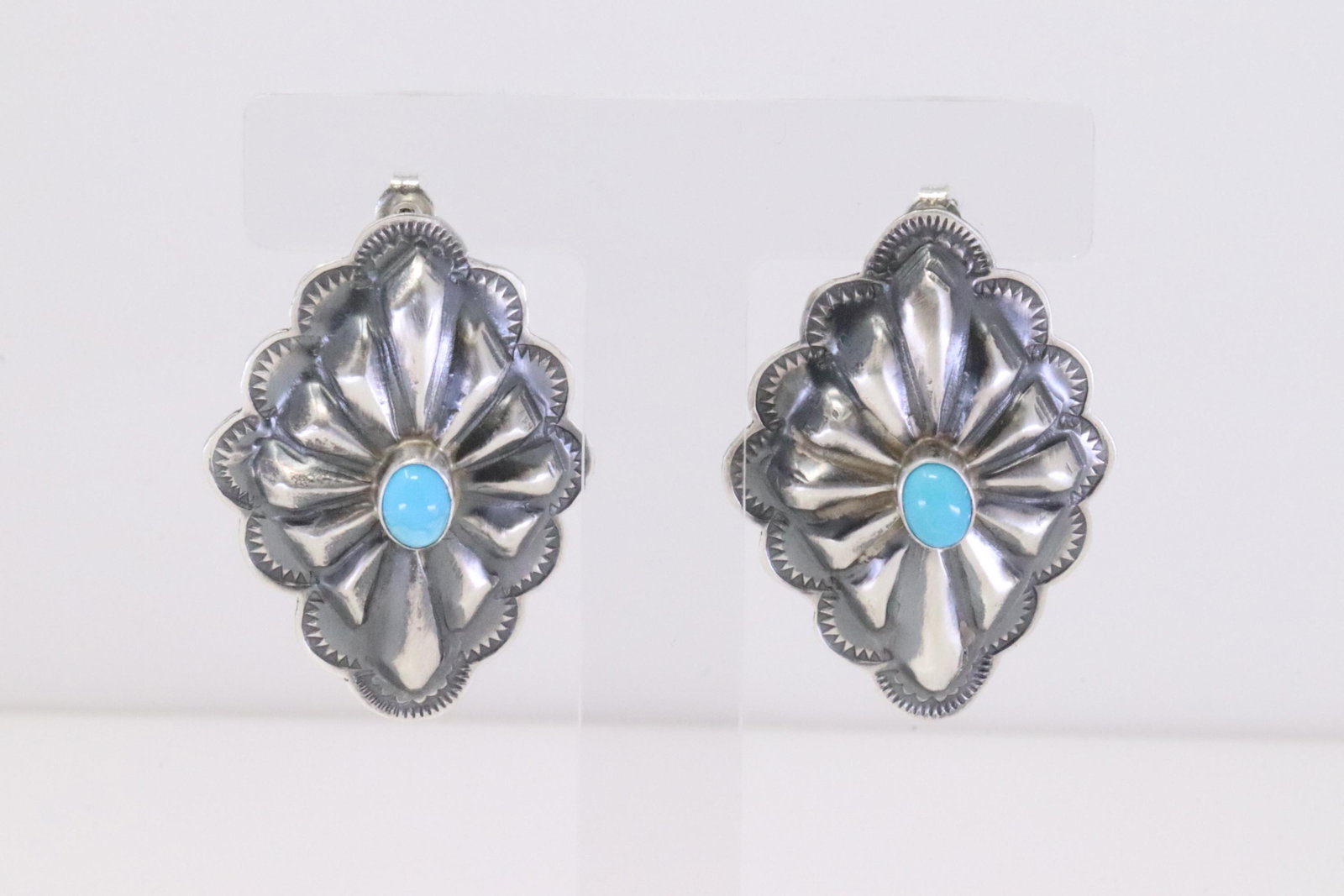 Native America Navajo Sterling Silver Turquoise Post Earring's By Rita Lee. (1 of 4)