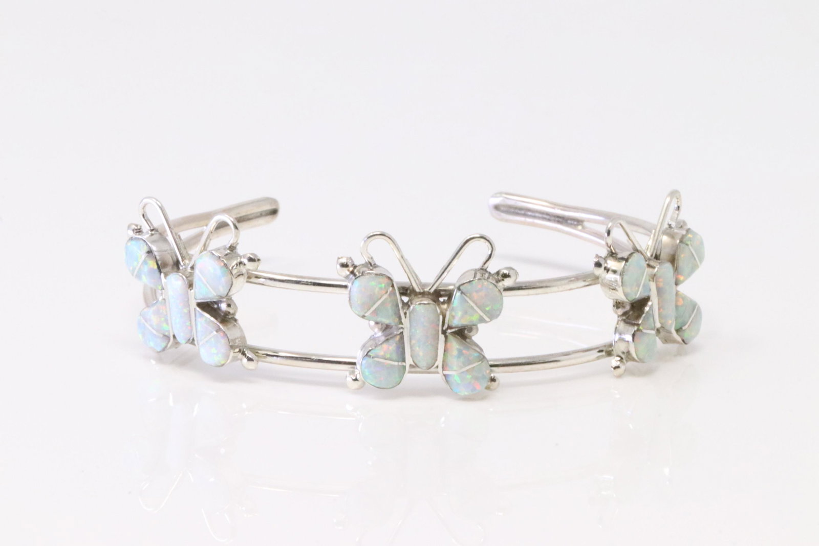 Native America Navajo Sterling Silver Opal Butterfly Bracelet S.N. (1 of 4)