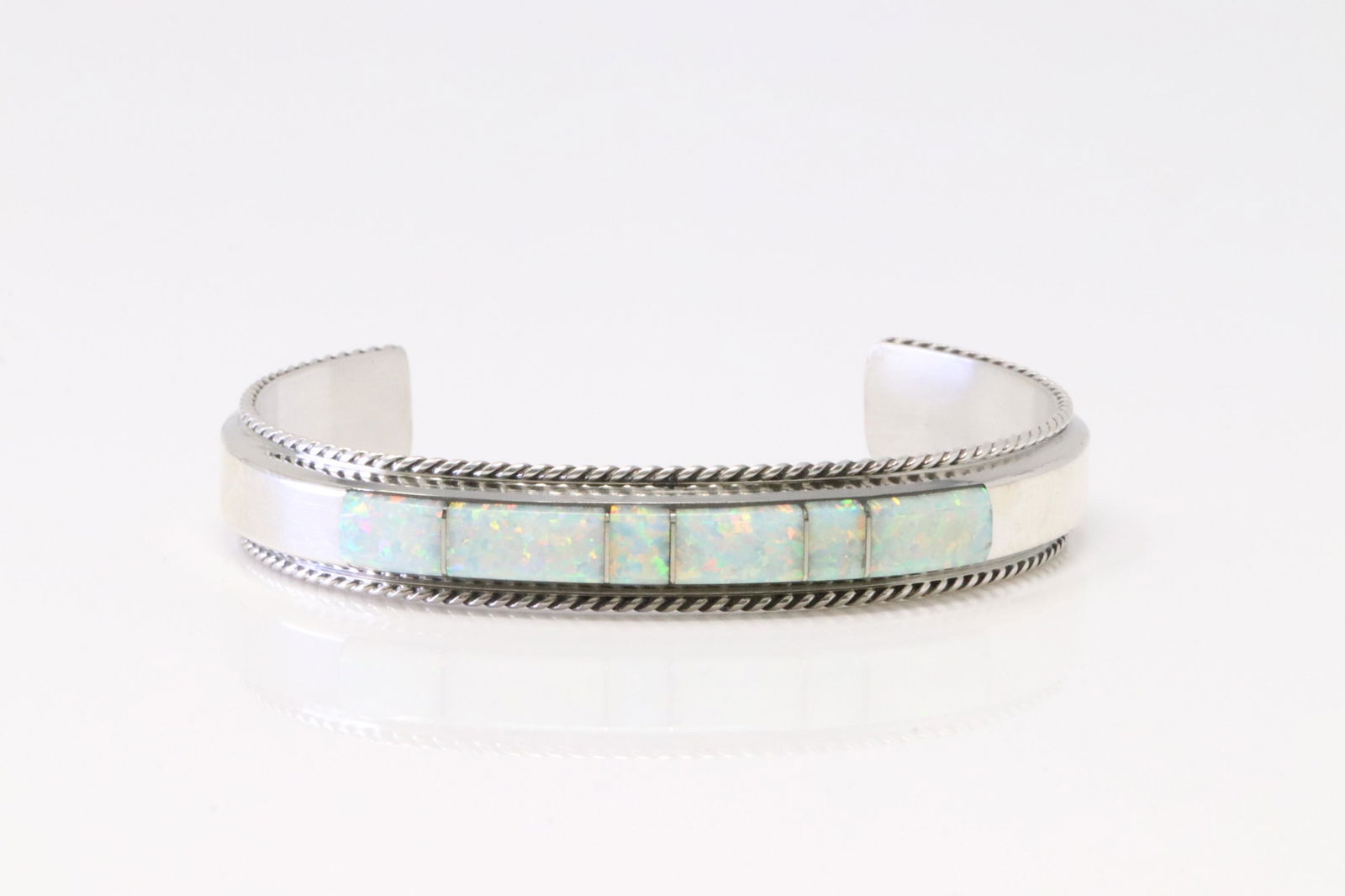 Native America Navajo Sterling Silver Opal Bracelet By F. (1 of 4)