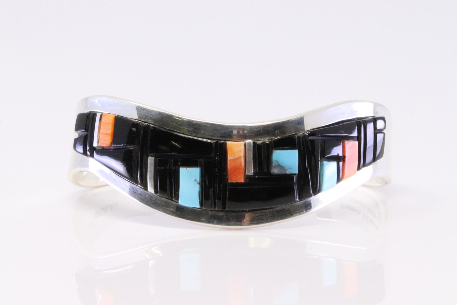 Native america Navajo Sterling Silver Multi-Color Stone Cuff By Patricia Ed Becenti.: This is a Native america Navajo Sterling Silver Multi-Color Stone Cuff By Patricia Ed Becenti.