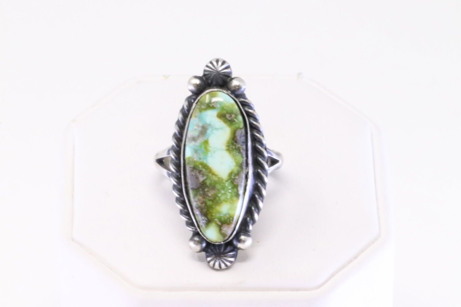Native America Navajo Sterling Silver Sonora Gold Turquoise Ring By Robert Shakey. (1 of 4)