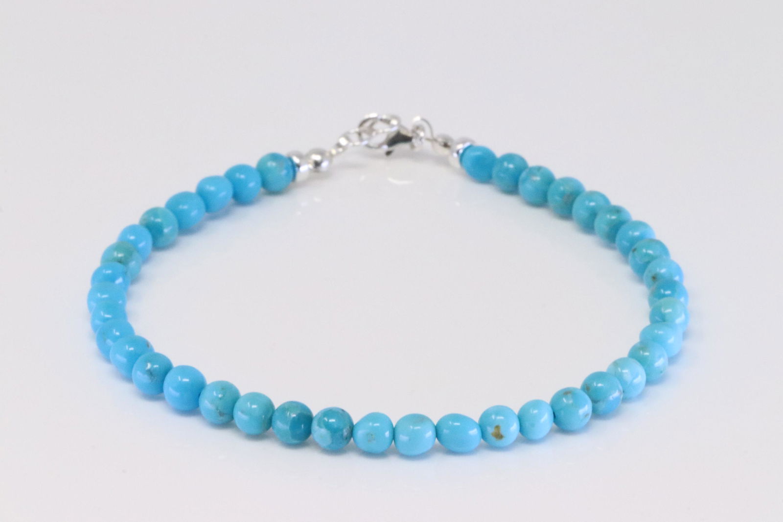 Native America Navajo Sterling Silver Turquoise Beaded Bracelet. (1 of 4)