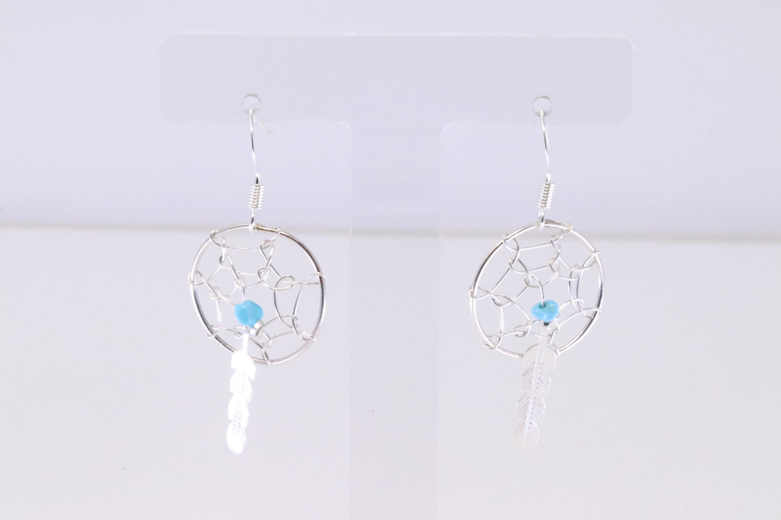 Native America Navajo Sterling Silver Turquoise Dream Catcher Dangling Earring's By Helena Yazzie. (1 of 4)