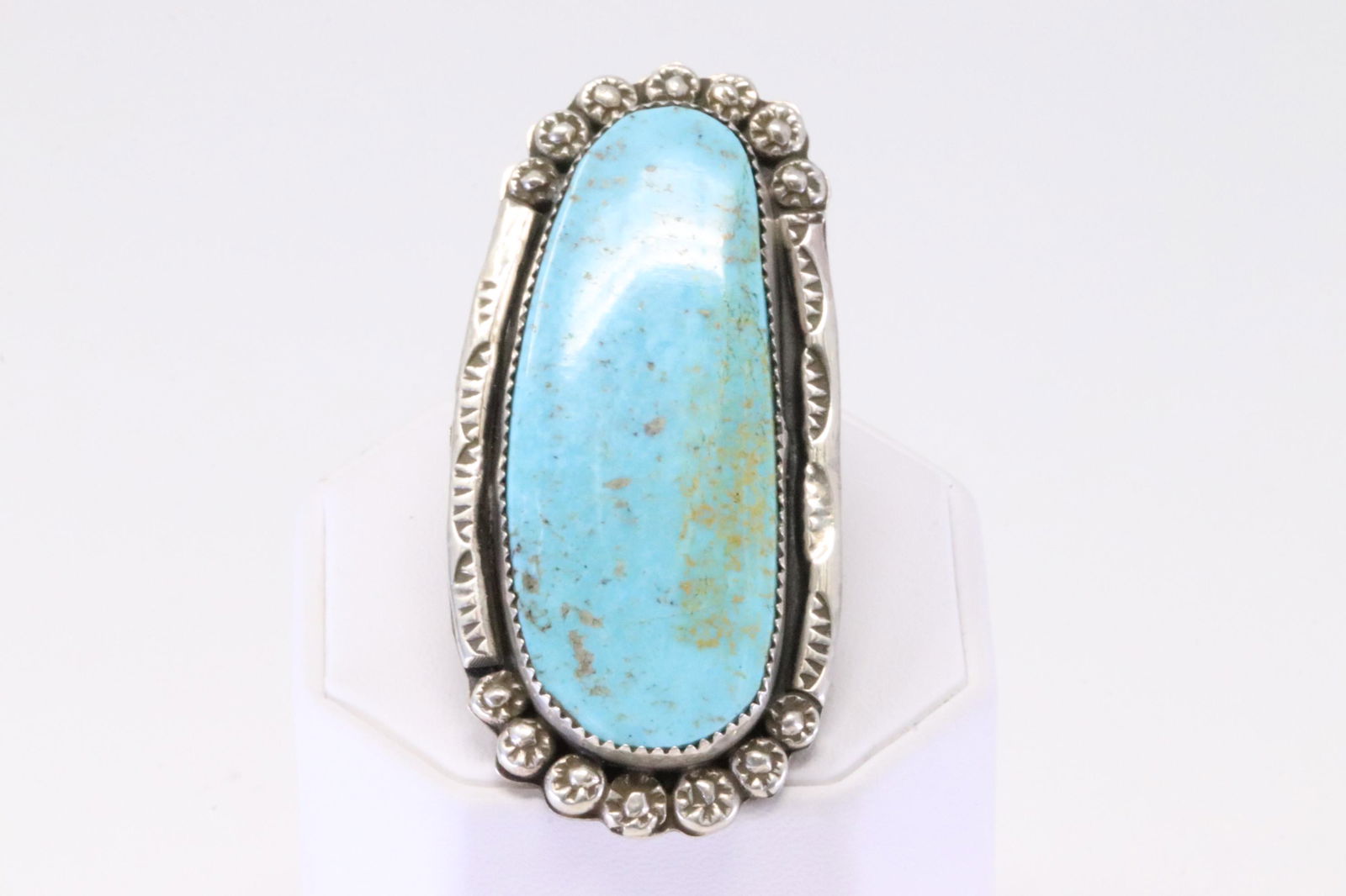 Native America Navajo Sterling Silver Turquoise Ring By V.V. (1 of 4)