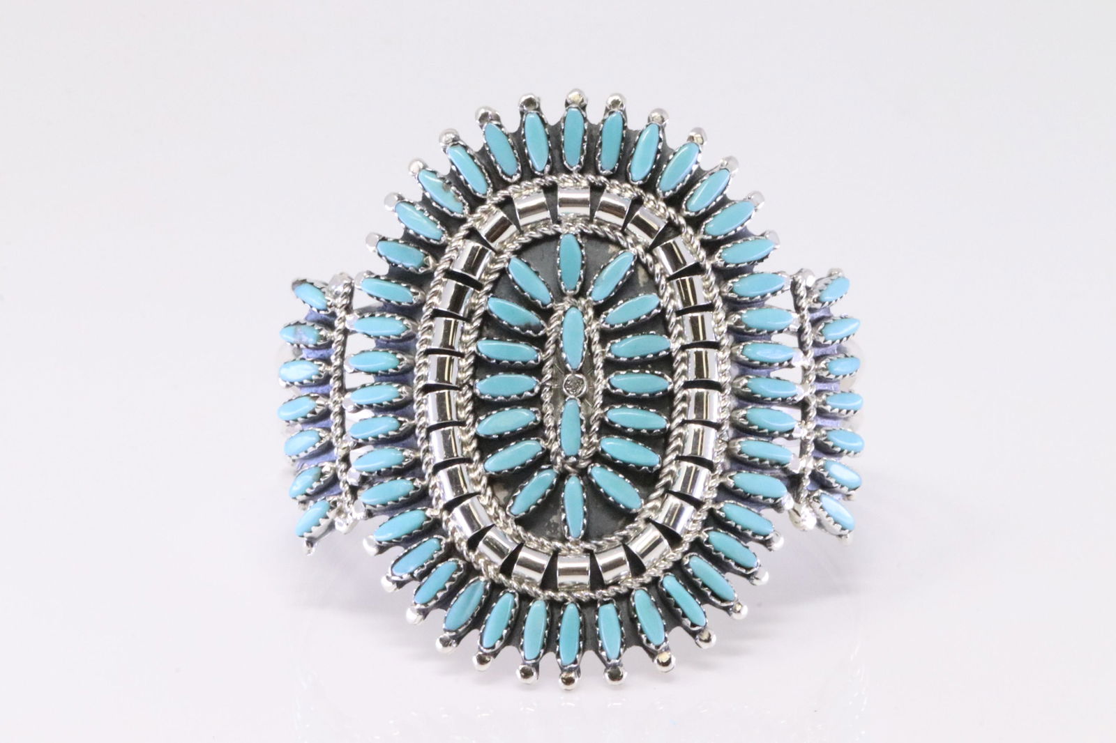 Native America Zuni Sterling Silver Turquoise Needlpoint Bracelet By N&R Nez. (1 of 4)