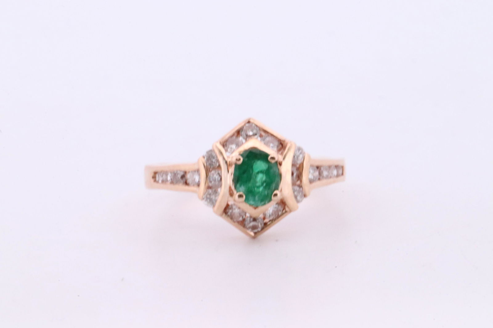 14Kt Diamond/ Emerald Ring (1 of 4)