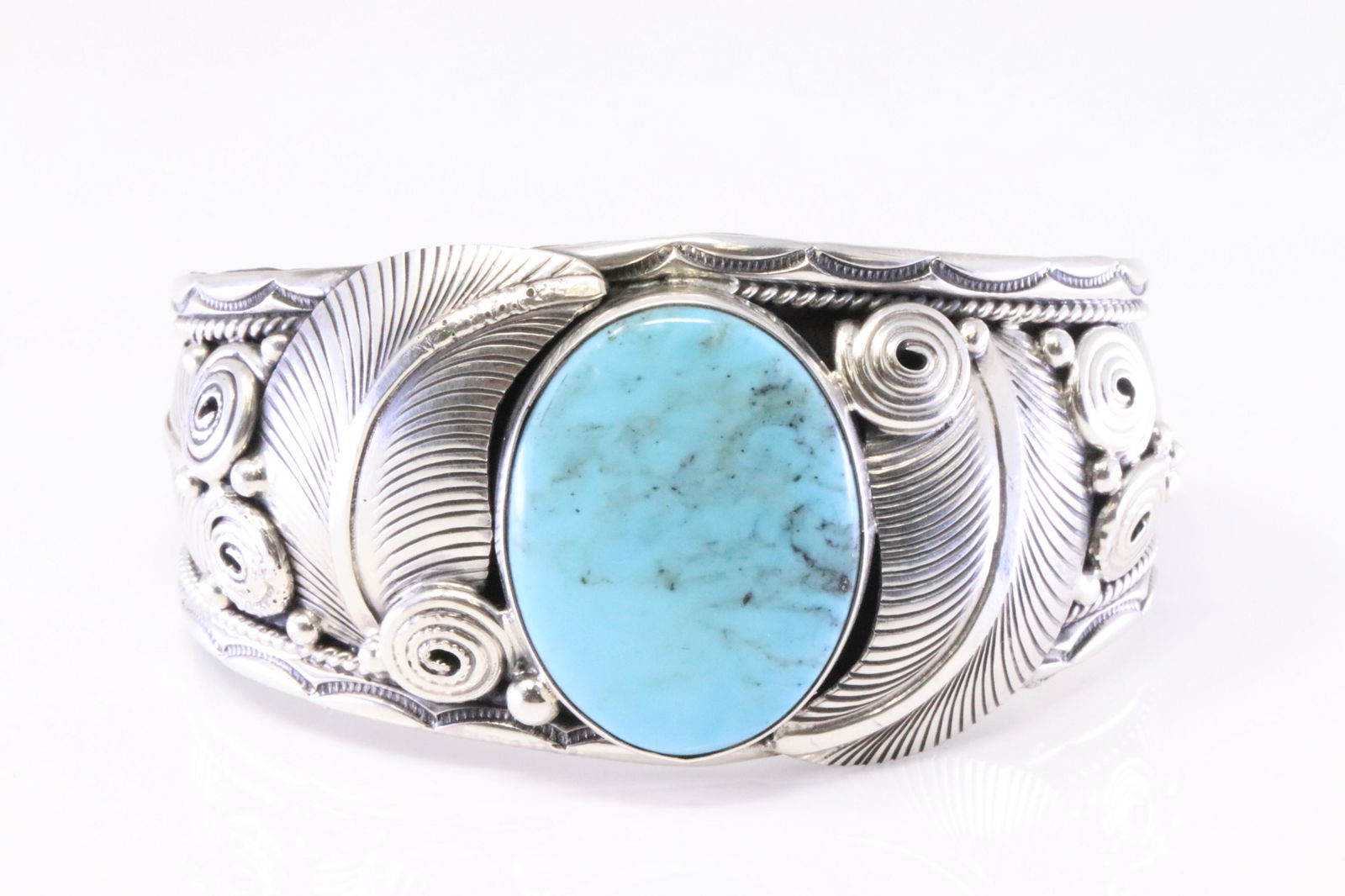 Native America Navajo Sterling Silver Turquoise Bracelet By Darrell Morgan. (1 of 4)