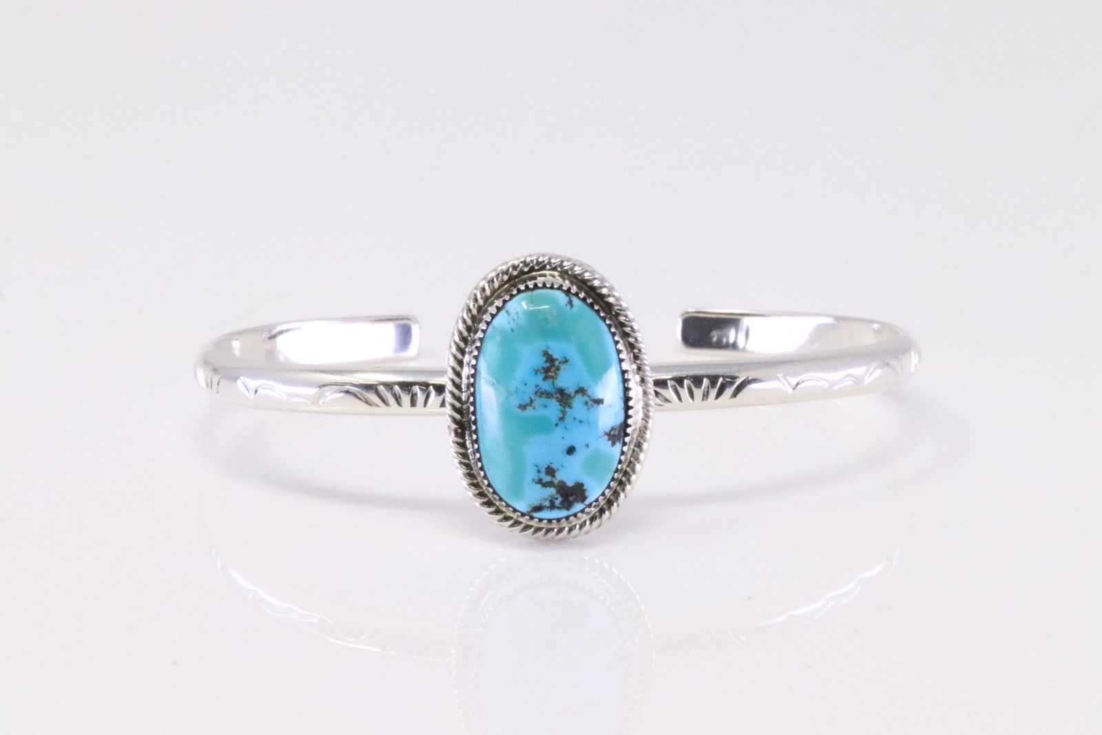 Native American Navajo Sterling Silver Turquoise Bracelet By Suzanna Johnson.: This is a Native American Navajo Sterling Silver Turquoise Bracelet By Suzanna Johnson.