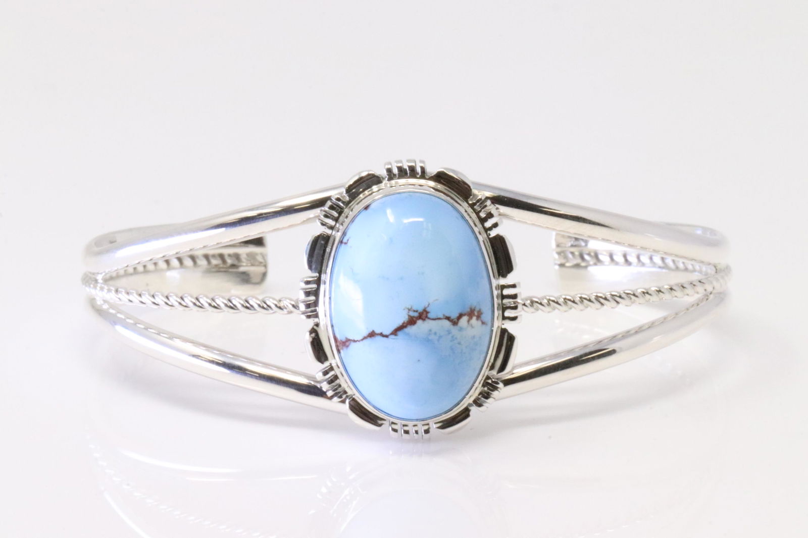 Native America Navajo Sterling Silver Golden Hills Turquoise Bracelet By N.J. (1 of 4)