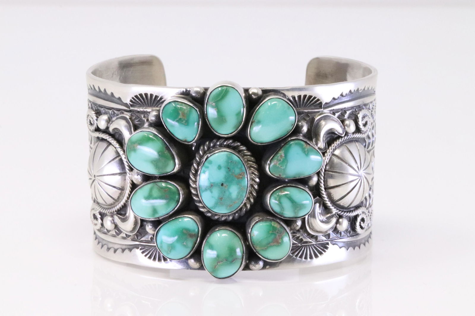 Native America Navajo Sterling Silver Sonora Gold Turquoise Bracelet Cuff By Tim Yazzie. (1 of 4)