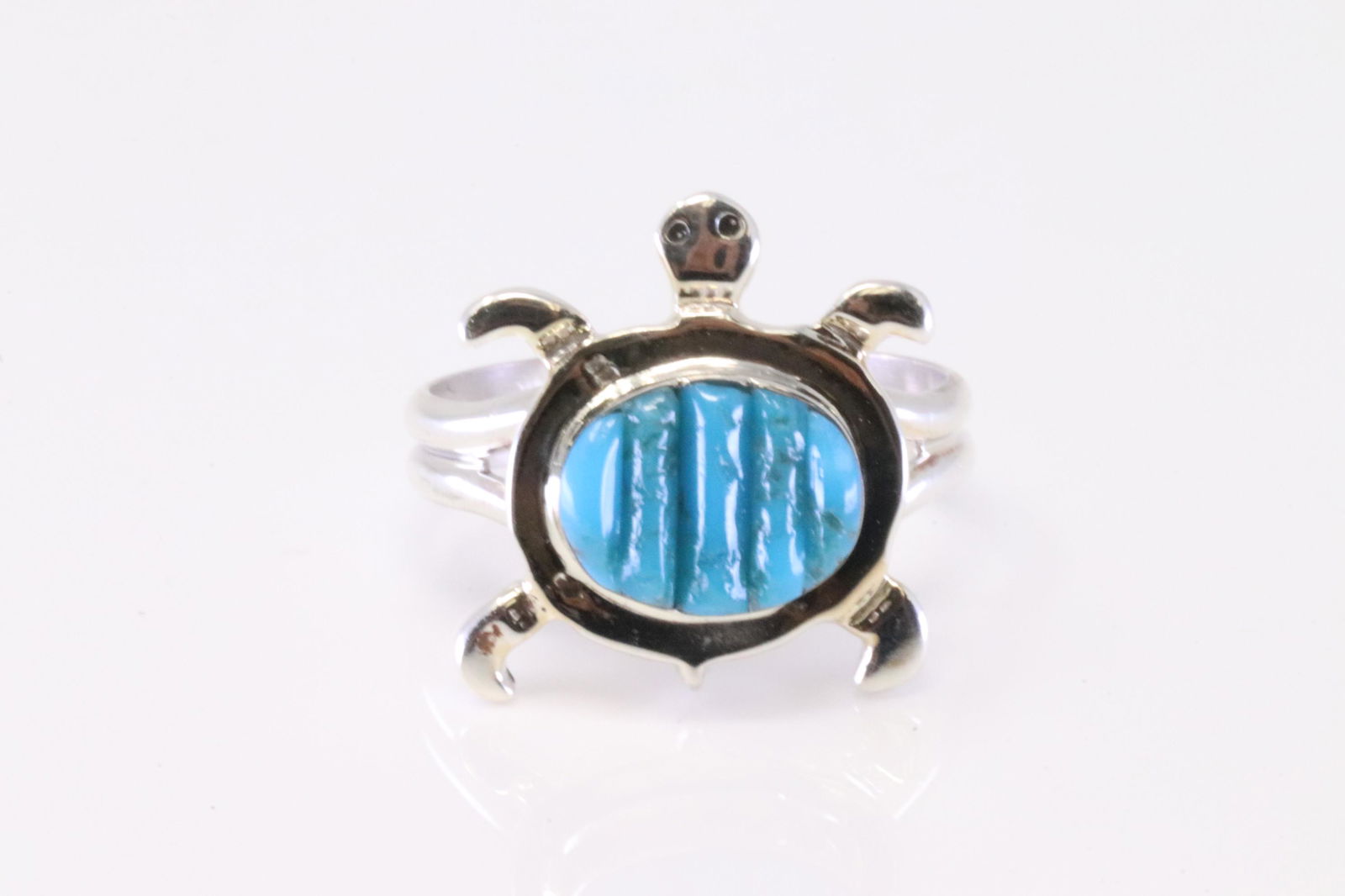 Native America Navajo Sterling Silver Turquoise Turtle Ring. (1 of 4)
