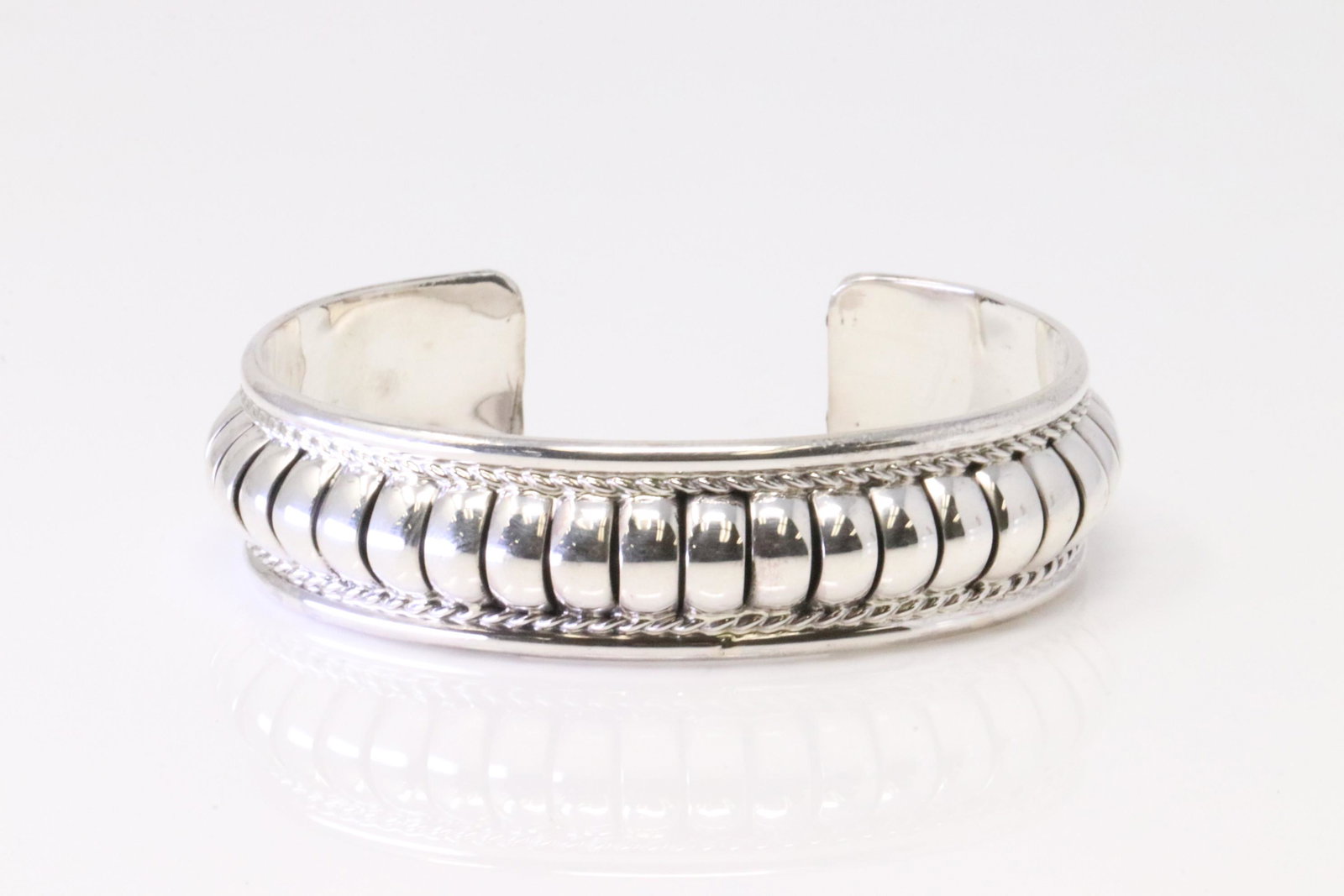 Native America Navajo Sterling Silver Bracelet Cuff By Manuel Johnson.: This is a Native America Navajo Sterling Silver Bracelet Cuff By Manuel Johnson.