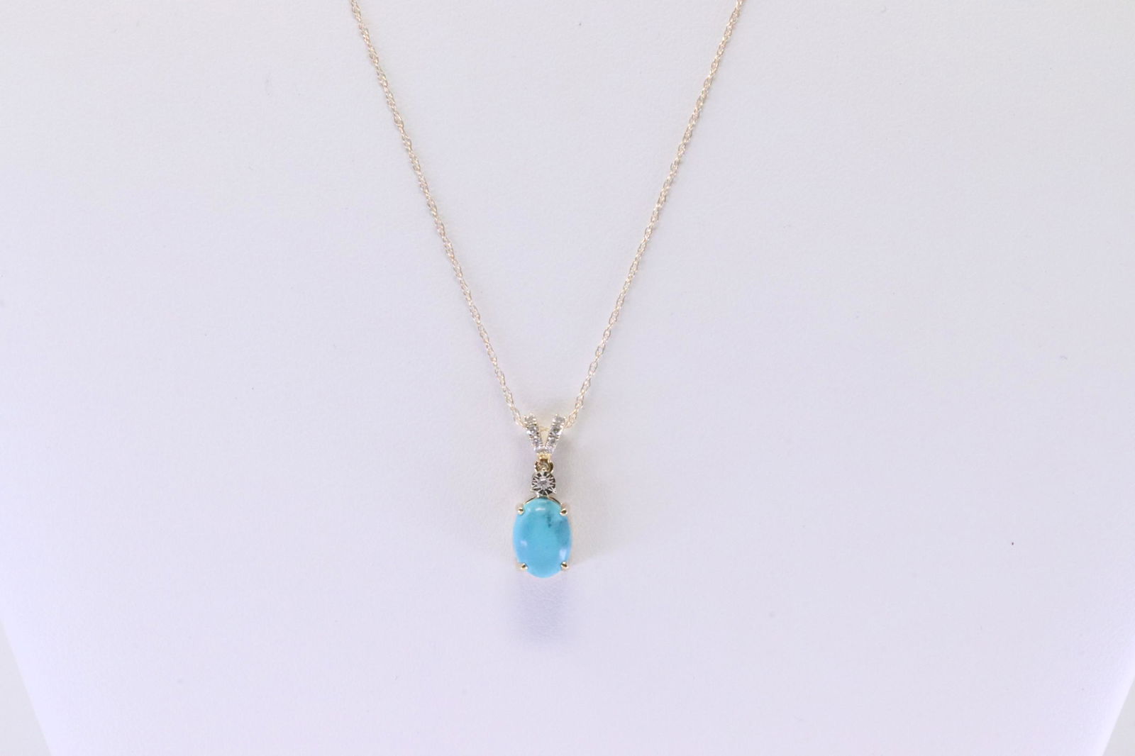 Turquoise Diamond Pendant / Necklace 10Kt. (1 of 4)