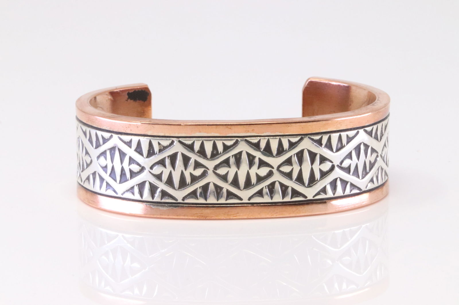 Native America Navajo Sterling Silver Copper Bracelet Cuff By Wylie. (1 of 4)