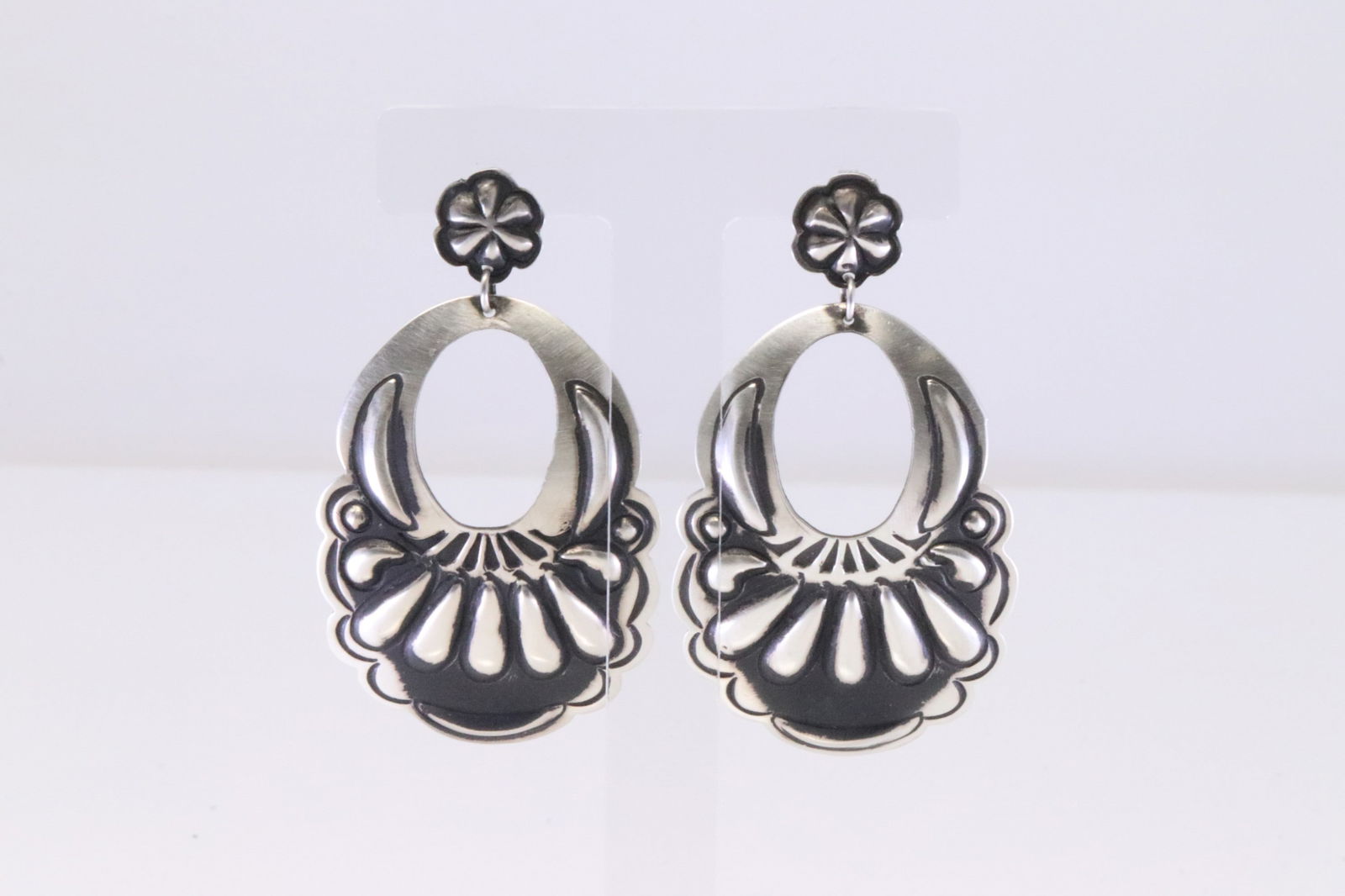 Native America Navajo Sterling Silver Post & Dangling Earring's By Leander Tahe. (1 of 4)