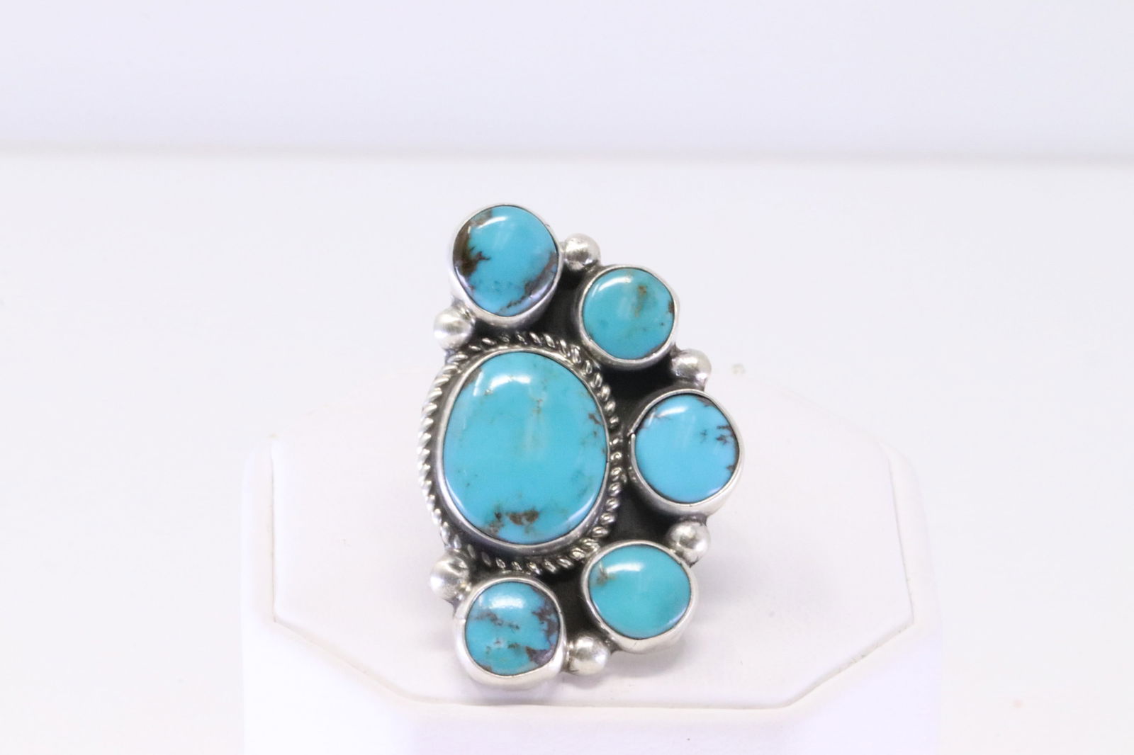 Native American Navajo Sterling Silver Turquoise Ring By G.James. (1 of 4)