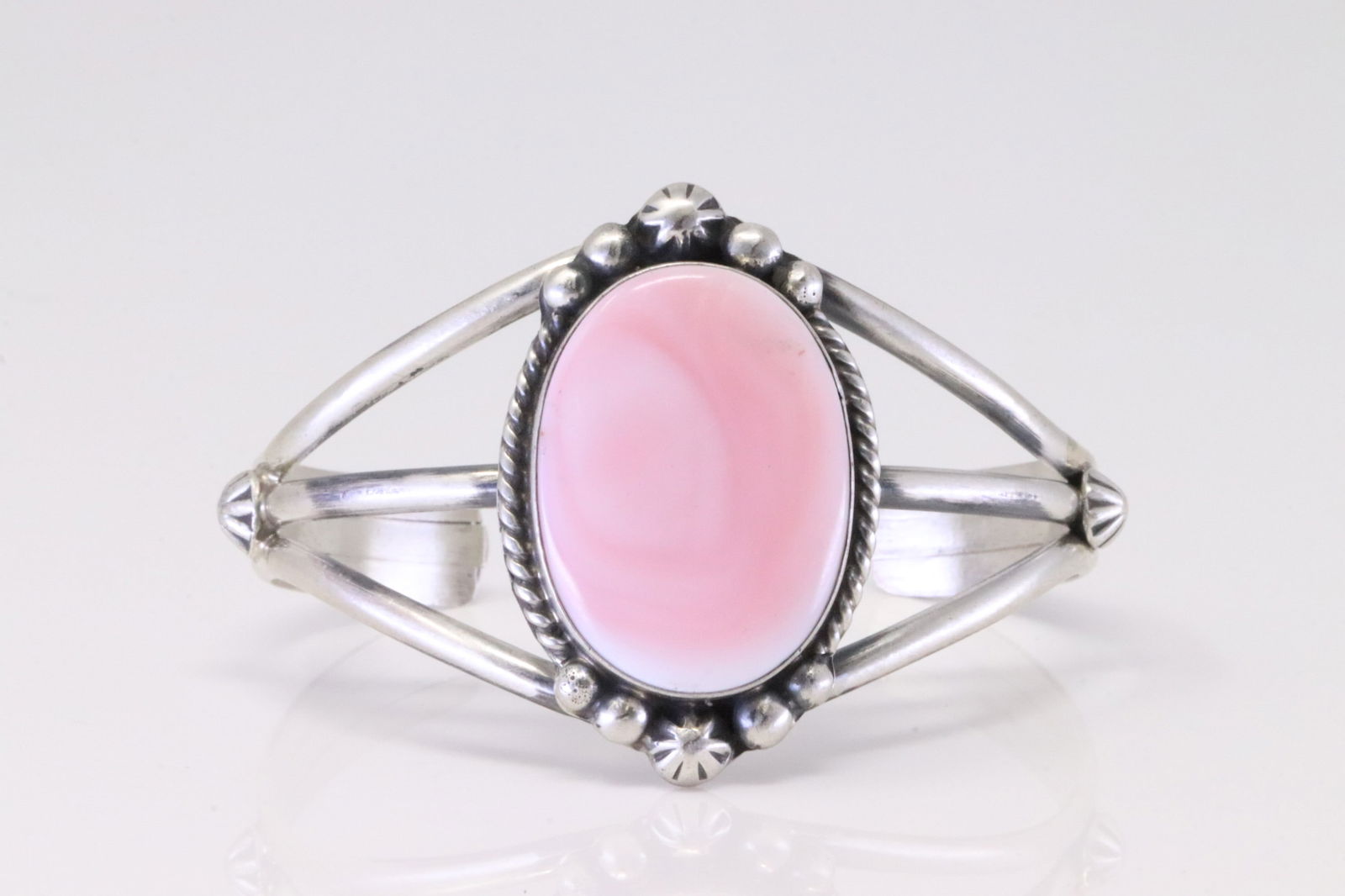 Native America Navajo Sterling Silver Pink Concho Bracelet By Augustine Largo. (1 of 3)