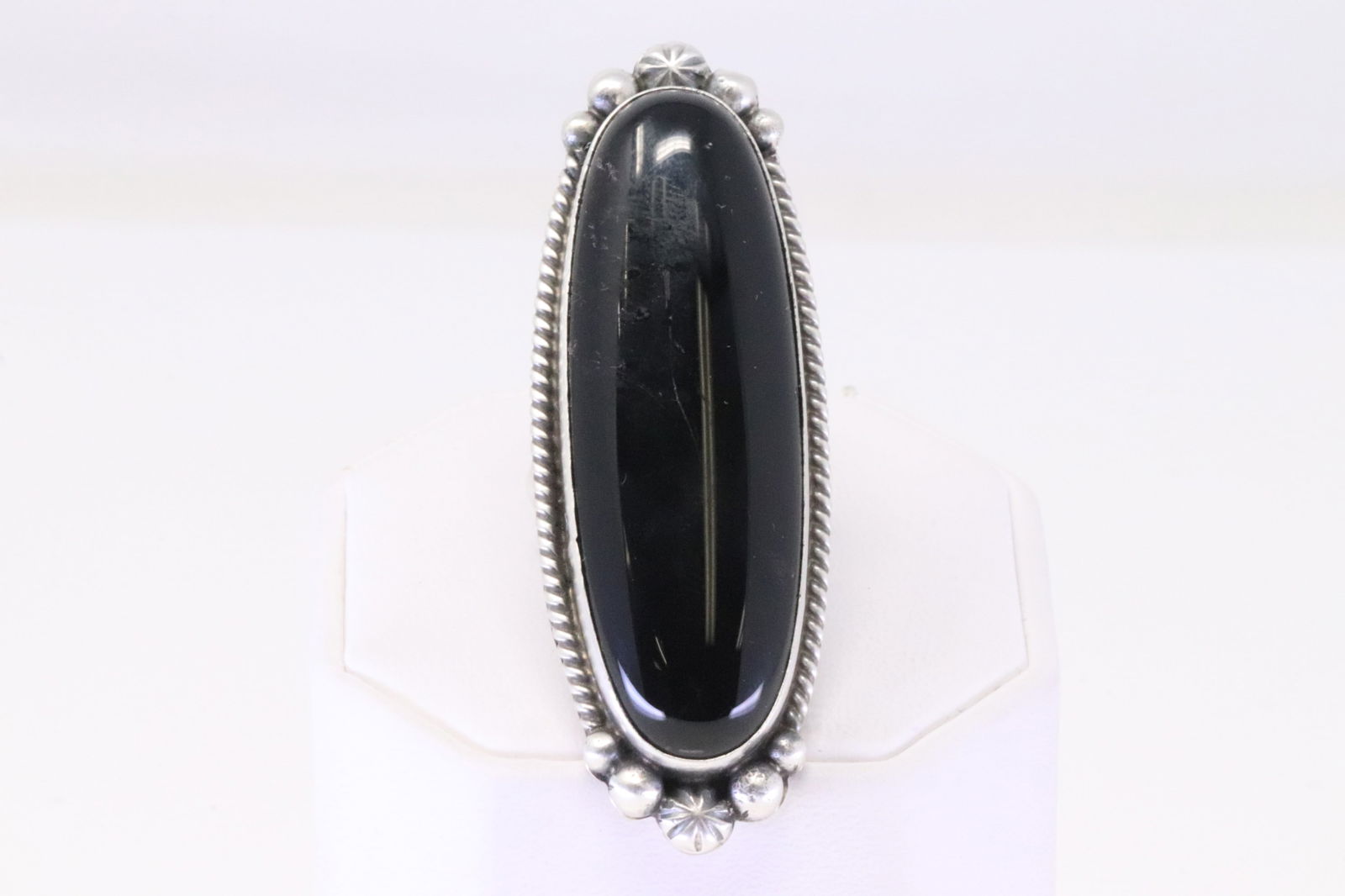 Native America Navajo Sterling Silver Black Onyx Ring By A.M. (1 of 4)