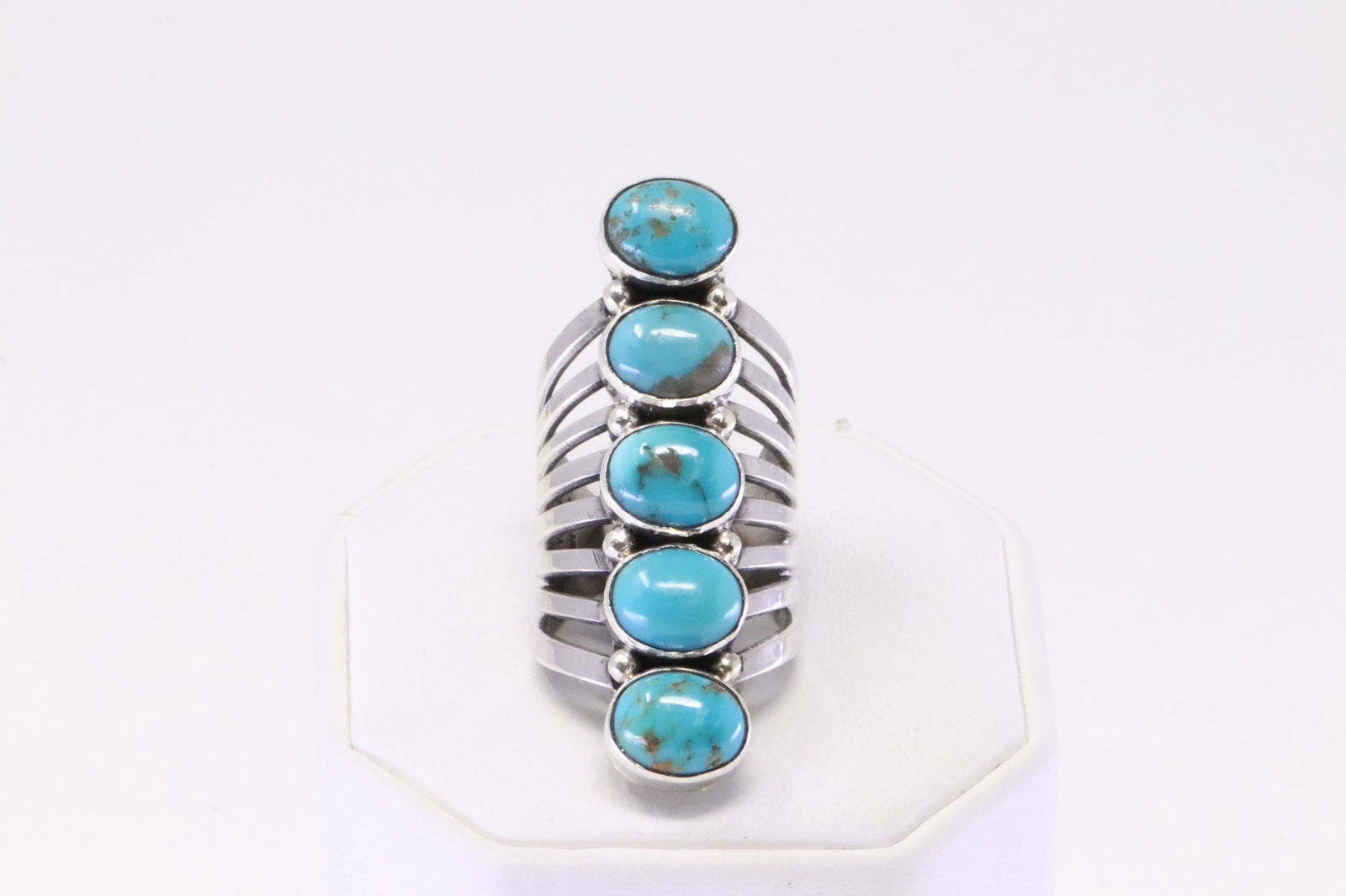 Native America Navajo Sterling Silver Turquoise Ring 5 Stone By Thomas Yazzie. (1 of 4)