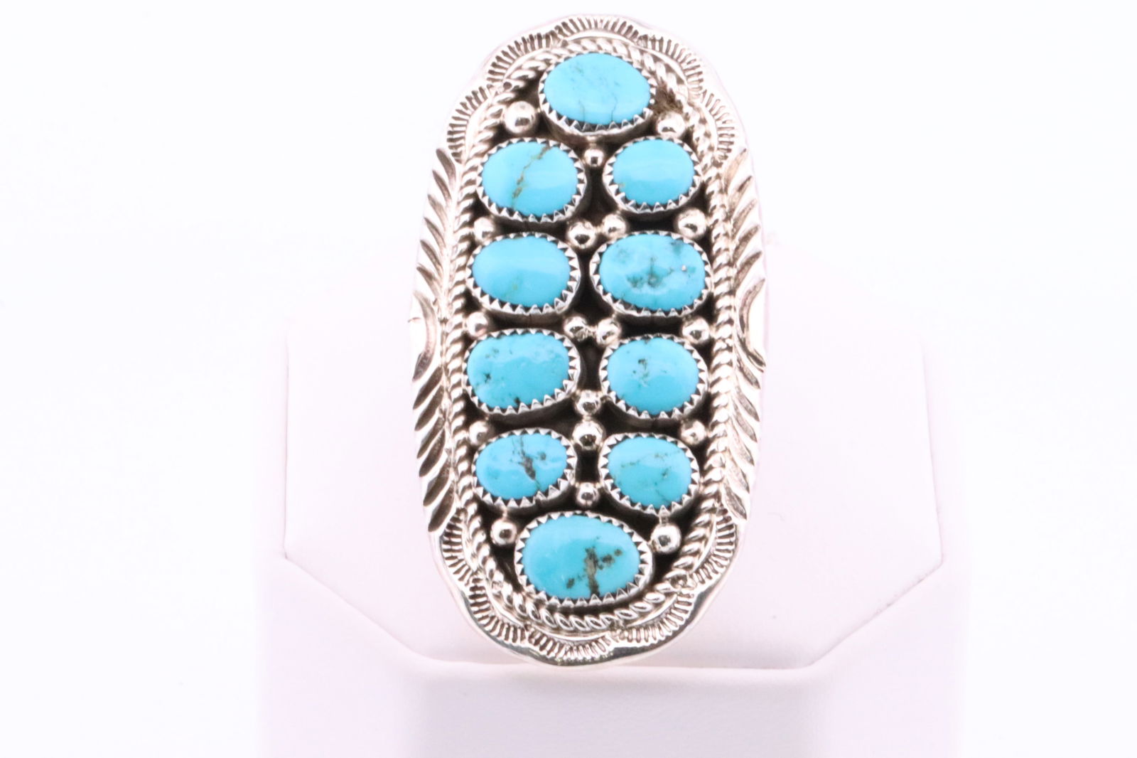 Native America Navajo Sterling Silver Turquoise Ring Cluster By M.H. (1 of 4)