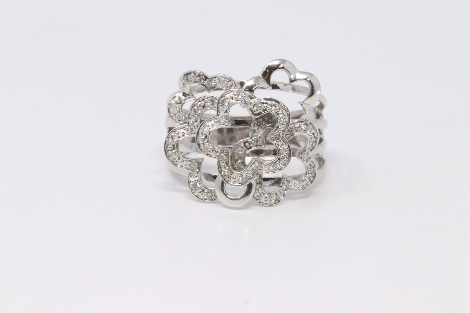 14K White gold Le Vian Ring Flower design with Diamond Accent (1 of 5)