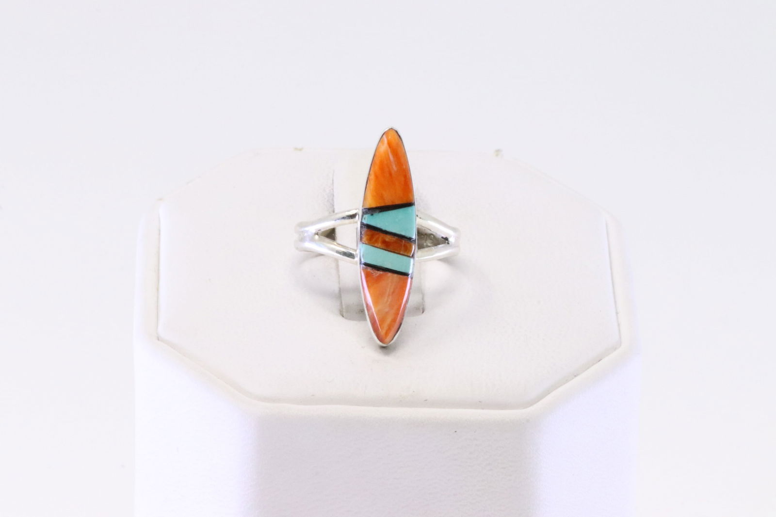 Native American Navajo Sterling Silver Multi-Color Inlay Ring By G.: This is a Native American Navajo Sterling Silver Multi-Color Inlay Ring By G. Ring size: 6.00.