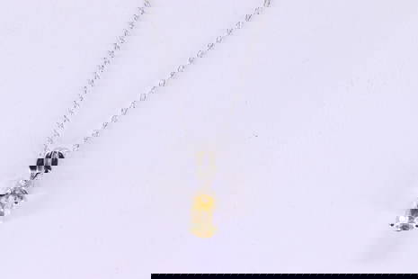 Citrine & Diamond Pendant / Necklace 10Kt.: Ladies 10Kt White Gold Citrine & Diamond Pendant / Necklace. Pendant has one Oval Citrine Gemstone with 3 accent Diamonds & A 14K Necklace. Necklace length: 18.00"