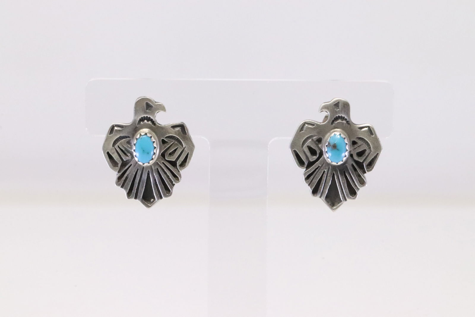Native America Navajo Sterling Silver Turquoise Bird Post Earring's By Kenny Lonjose. (1 of 4)