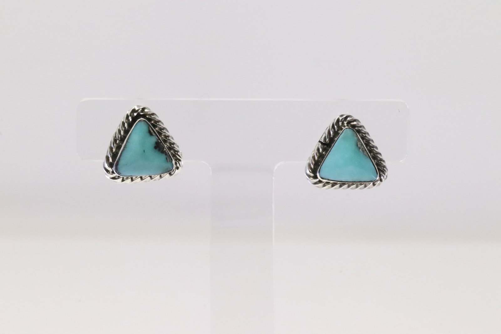 Native America Navajo Sterling Silver Turquoise Post Earring's By Sadie Jim.: This is a Native America Navajo Sterling Silver Turquoise Post Earring's By Sadie Jim.