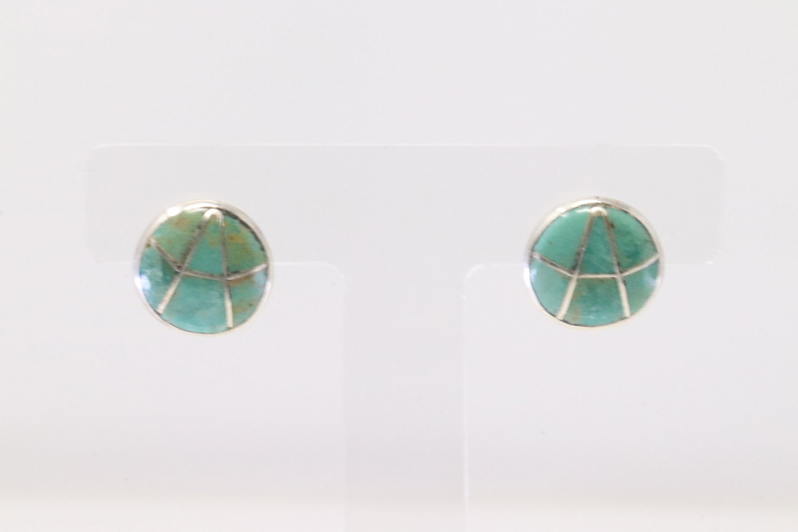Native America Zuni Sterling Silver Turquoise Post Earrig's By Lori Kalestewa.: This is a Native America Zuni Sterling Silver Turquoise Post Earrig's By Lori Kalestewa.