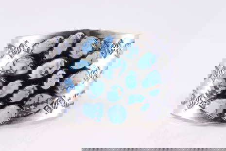 Native America Navajo Sterling Silver Golden Hills Turquoise Bracelet By Darring Livingston.: This is a Native America Navajo Sterling Silver Golden Hills Turquoise Bracelet By Darring Livingston.
