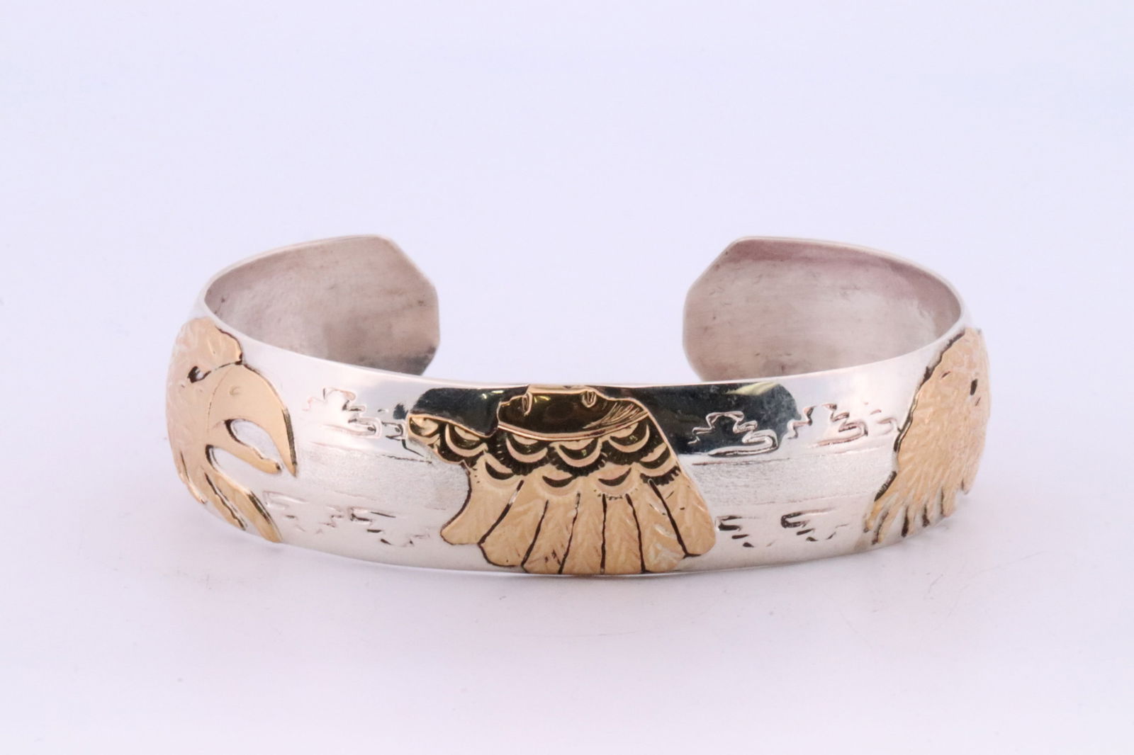 Native America Navajo Sterling Silver Bracelet Cuff By C.J. (1 of 4)