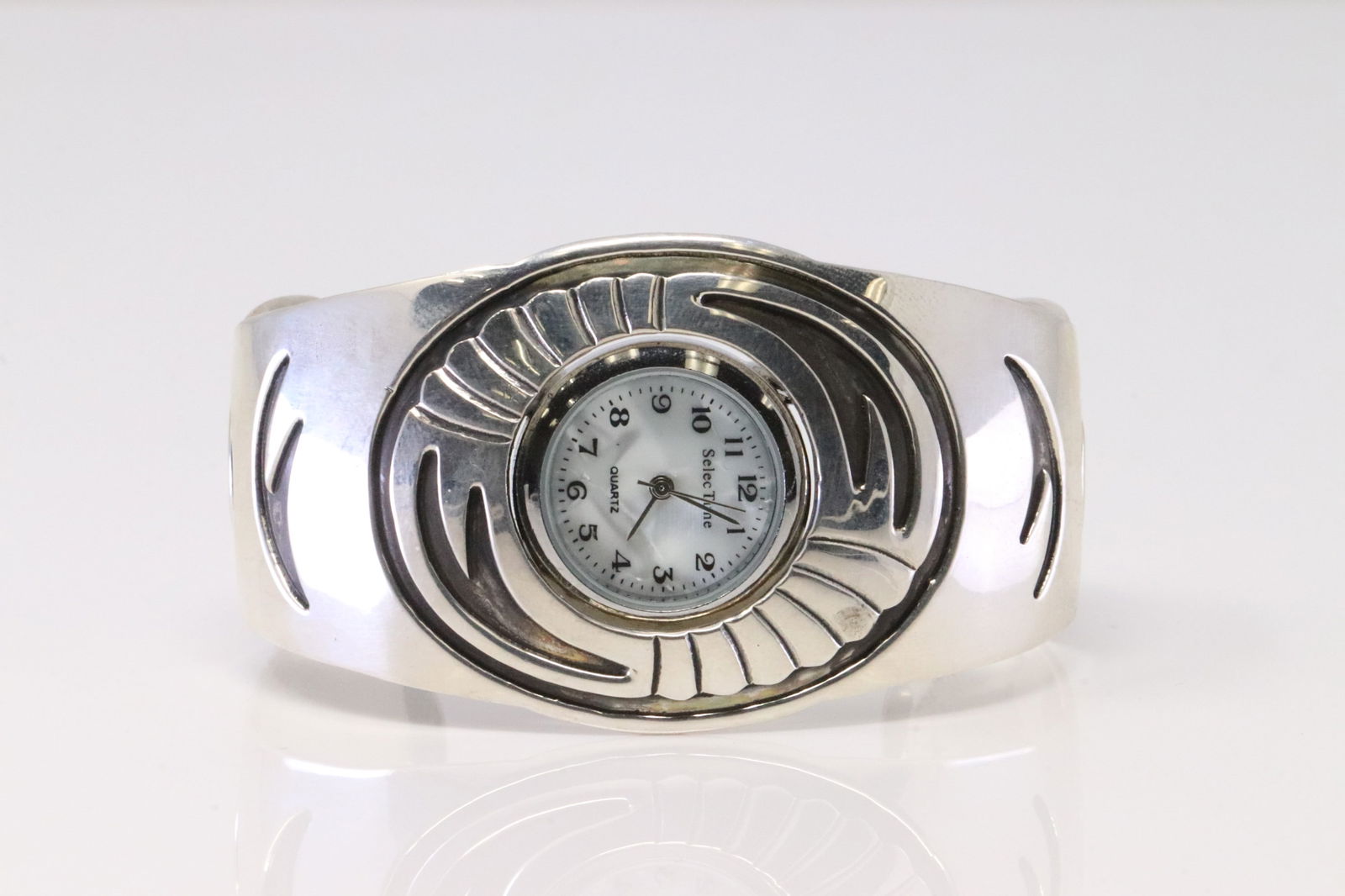 Native America Navajo Handmade Sterling Silver Women's Watch Bracelet By Charlie Bowie. (1 of 4)