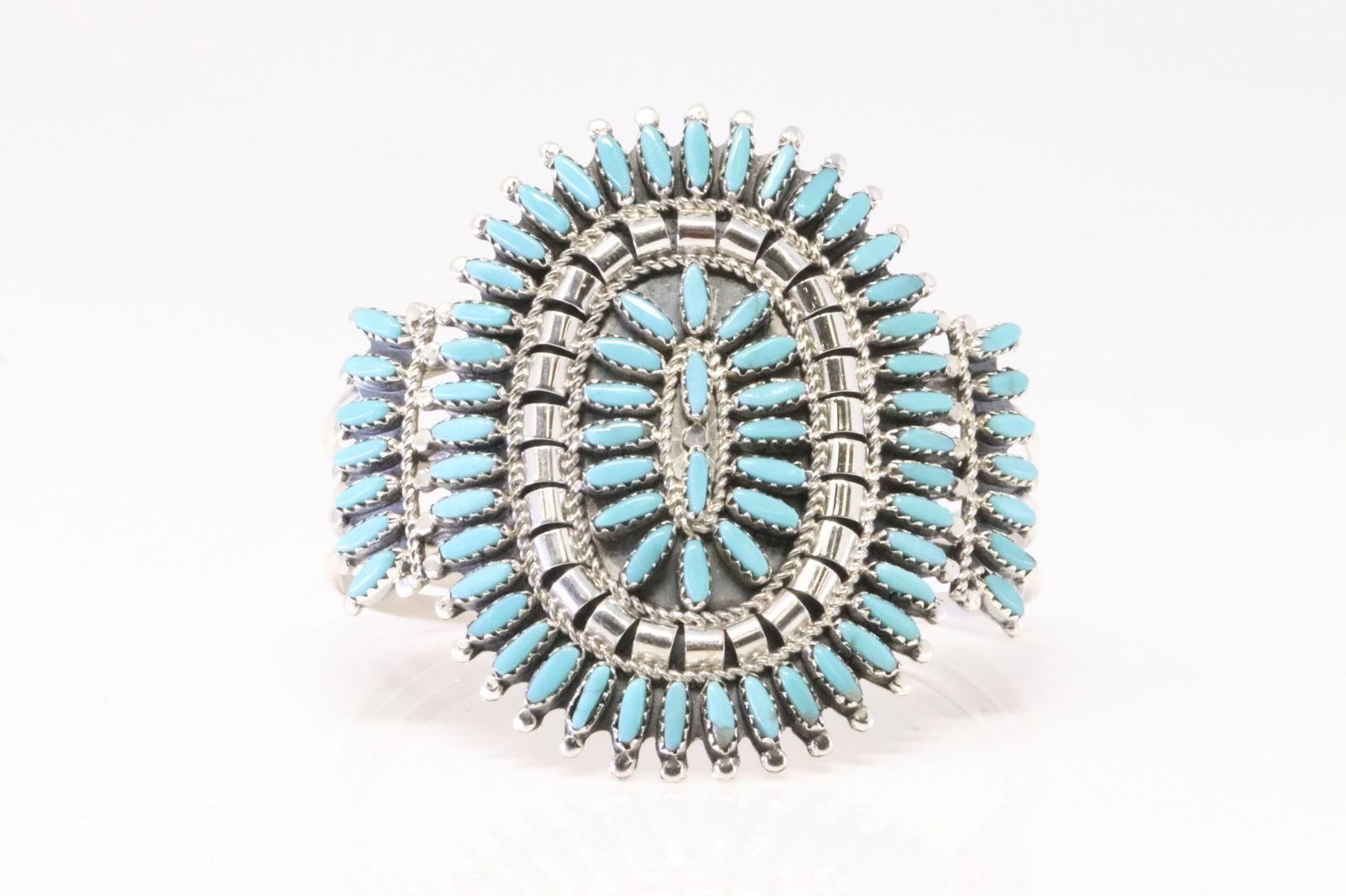 Native America Zuni Sterling Silver Turquoise Bracelet By Nathaniel Nez. (1 of 4)