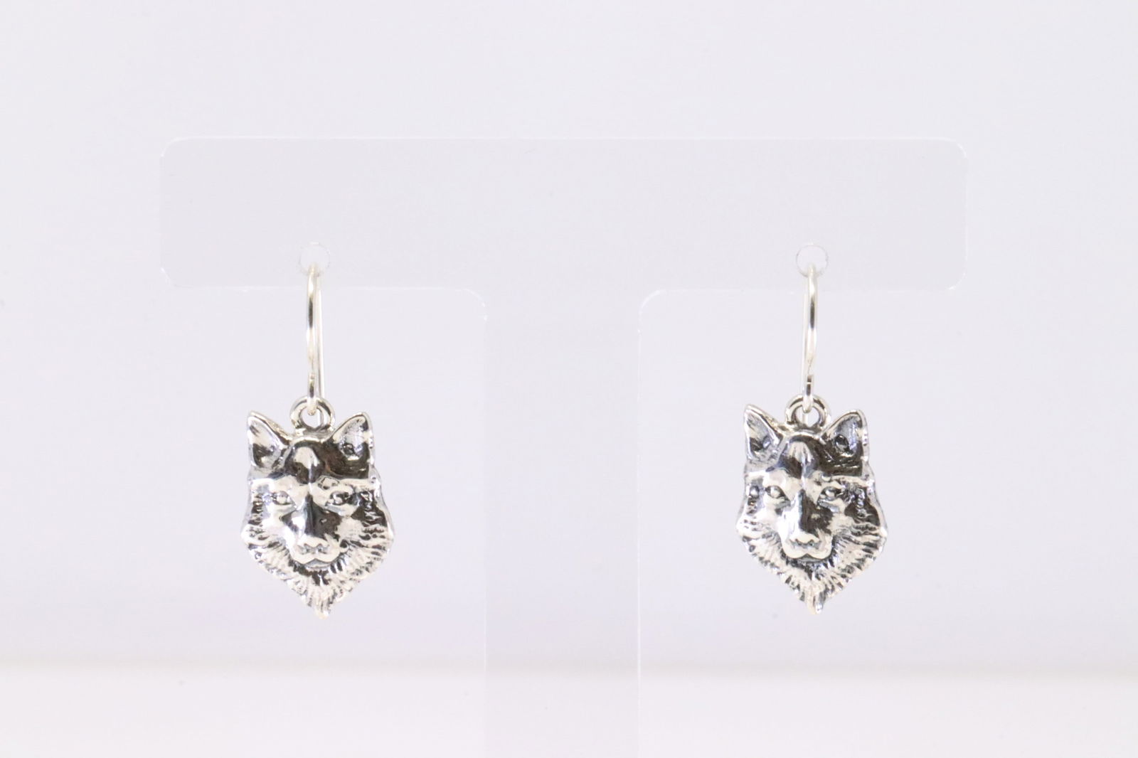 Native America Navajo Sterling Silver Wolf Dangling Earring's. (1 of 4)