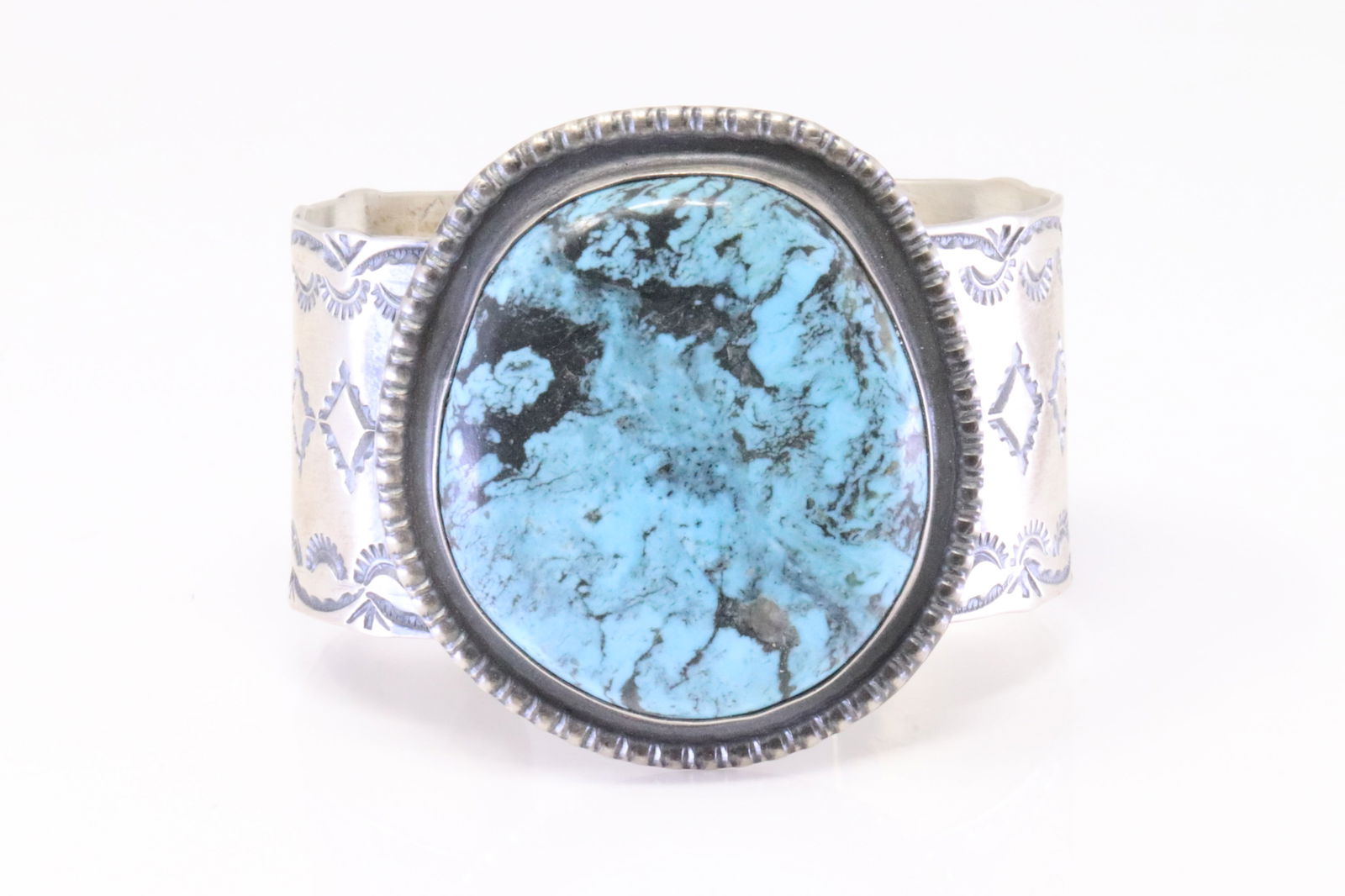 Native America Navajo Sterling Silver Turquoise Bracelet Cuff By J.G. (1 of 4)