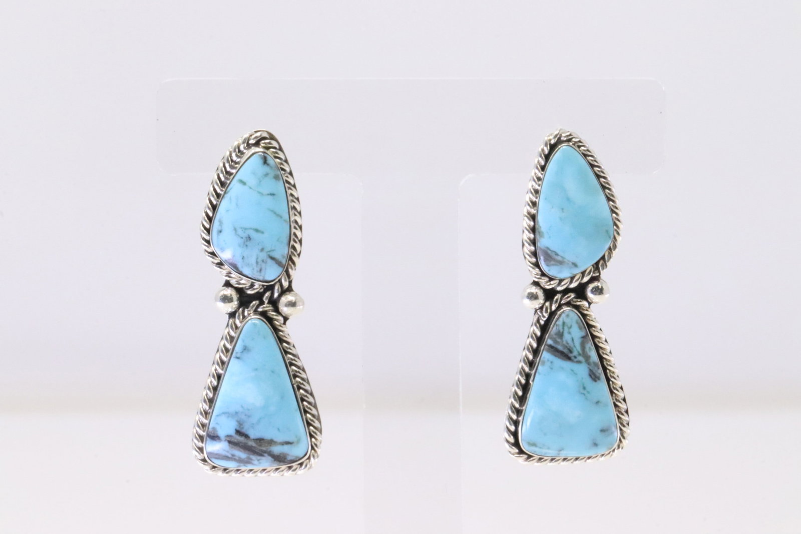 Native American Navajo Sterling Silver Turquoise Post Earring's By Daniel Dakai.: This is a Native American Navajo Sterling Silver Turquoise Post Earring's By Daniel Dakai.