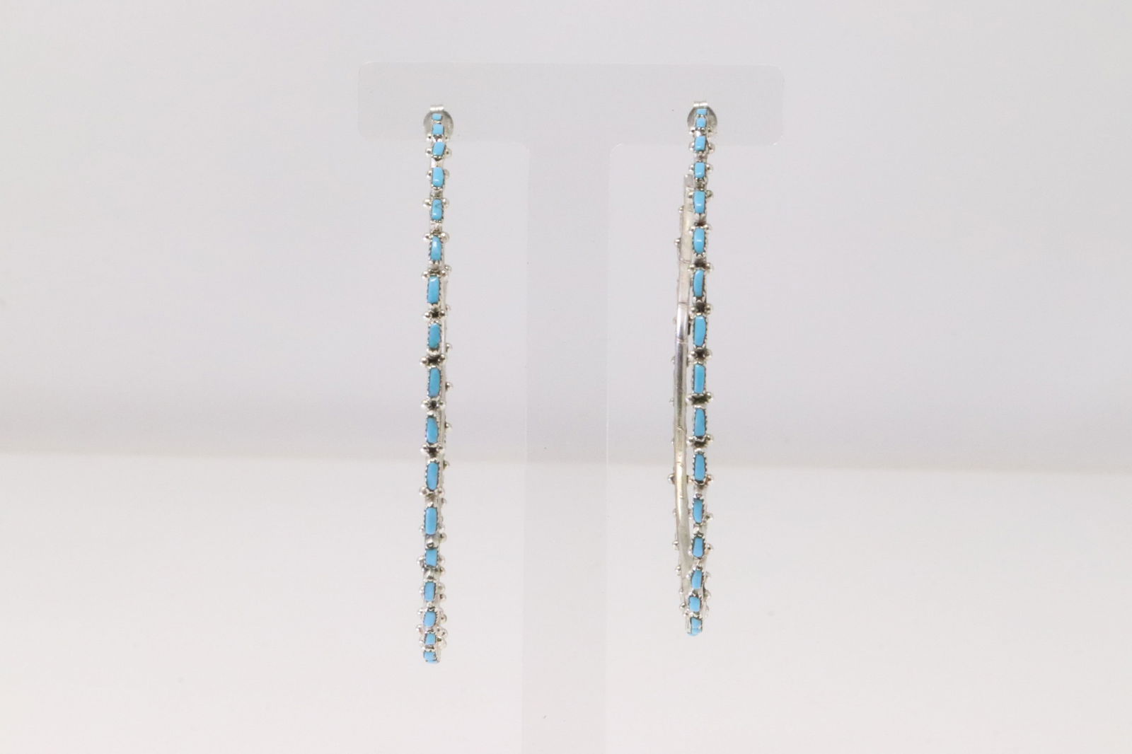 Native America Navajo Sterling Silver Turquoise Hoop Earring's. (1 of 4)