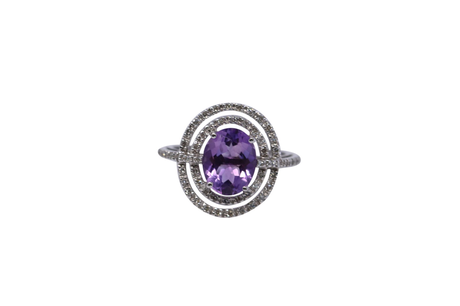 14Kt White Gold Diamonds/ Amethyst 0.28ctw (1 of 3)