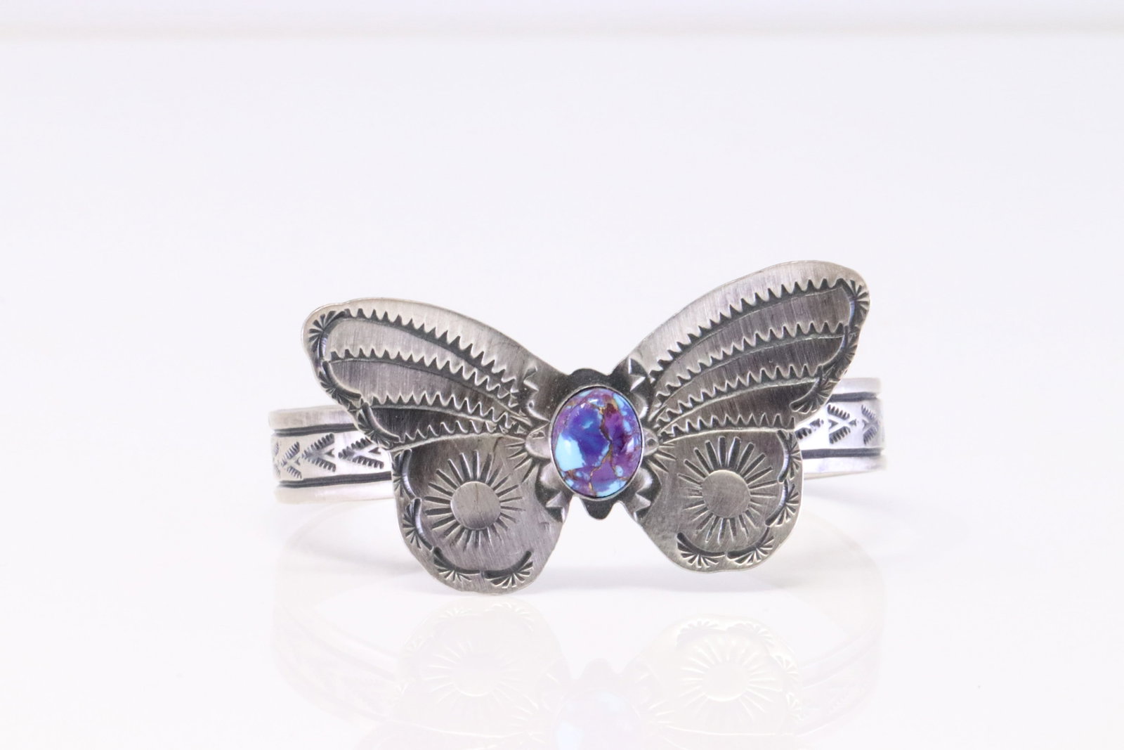 Native America Navajo Sterling Silver Compressed Turquoise Butterfly By Rick Enriquez.: This is a Native America Navajo Sterling Silver Compressed Turquoise Butterfly By Rick Enriquez.