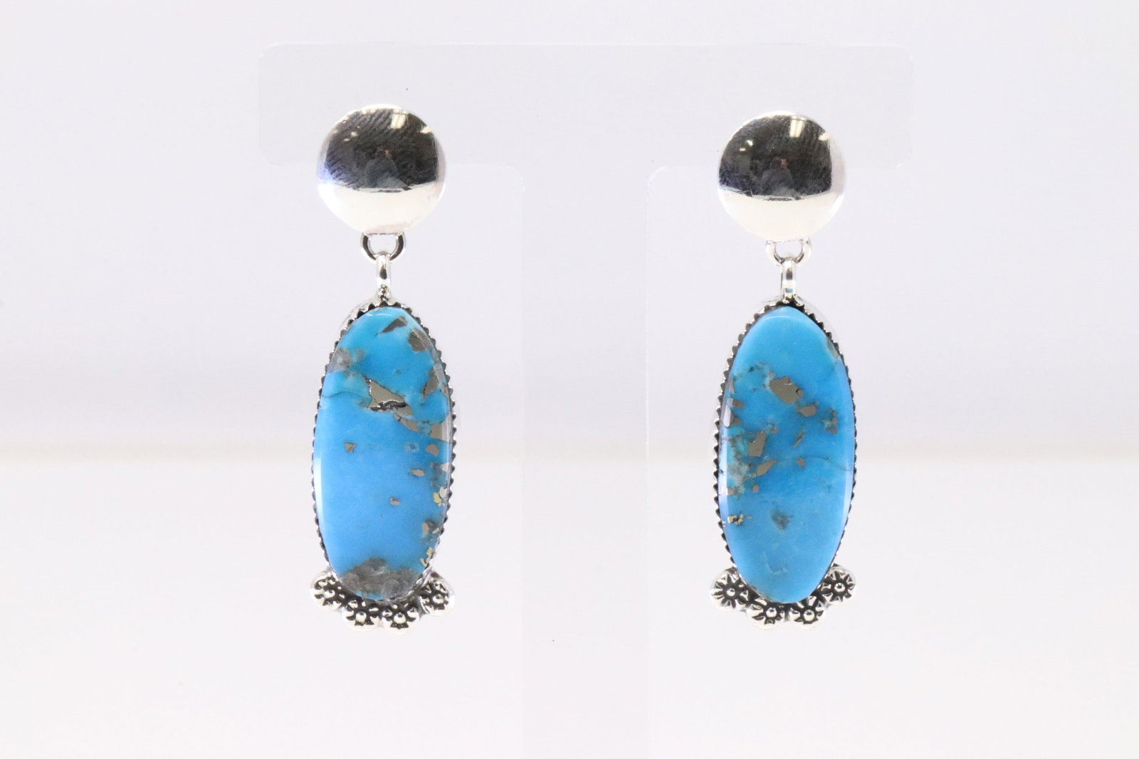 Native America Navajo Sterling Silver Turquoise Post Dangling Earring's By Selina Warner.: This is a Native America Navajo Sterling Silver Turquoise Post Dangling Earring's By Selina Warner.